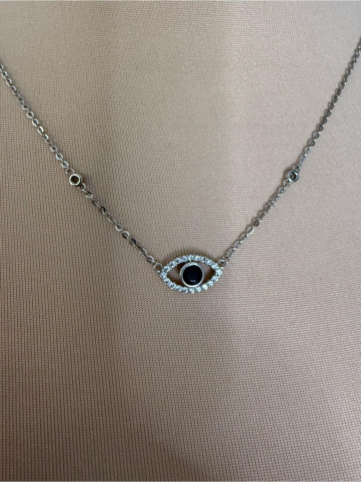 Other Rhinestone blue beaded pendant silver dainty chain Size ONE SIZE - 2 Thumbnail