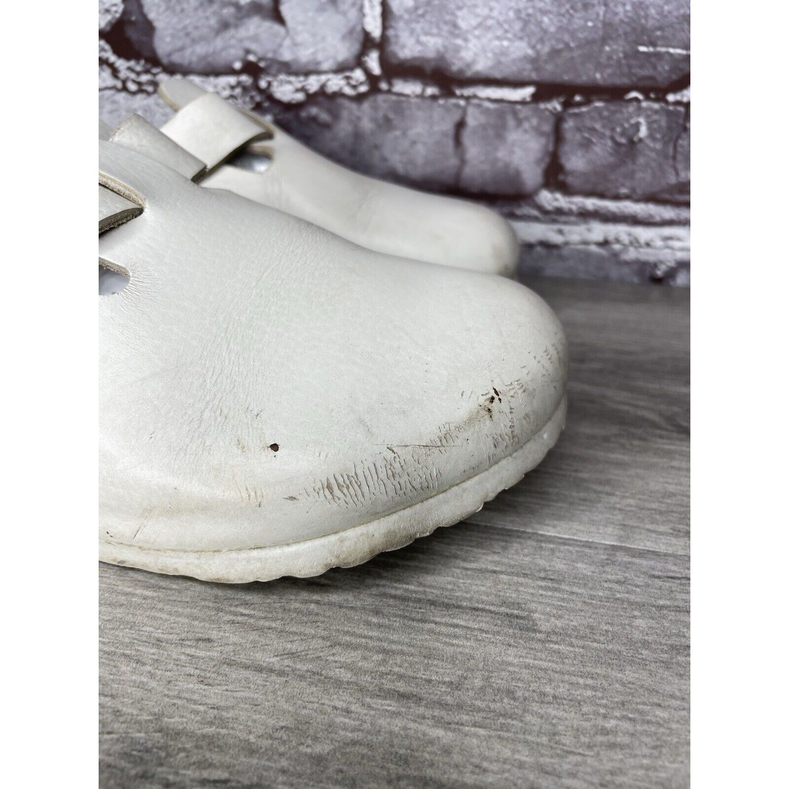 Birkenstock Birkenstock Boston White Leather Strap Slides Clogs Shoes Wo Size US 6.5 / IT 36.5 - 4 Thumbnail