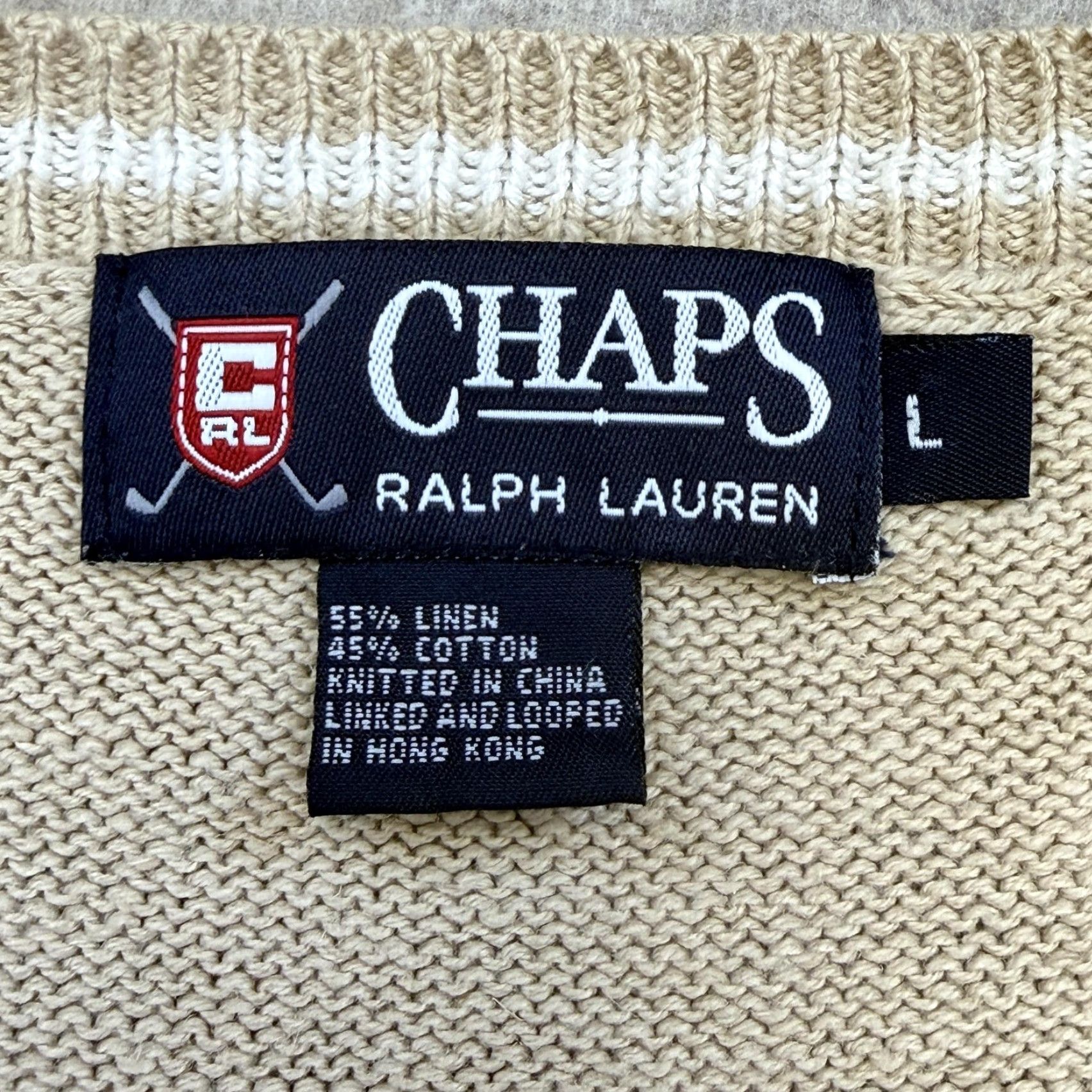 Chaps Chaps Ralph Lauren Sweater Vest Mens Large Beige Linen Cotton Golf Argyle Shirt/Vest Size US L / EU 52-54 / 3 - 5 Thumbnail
