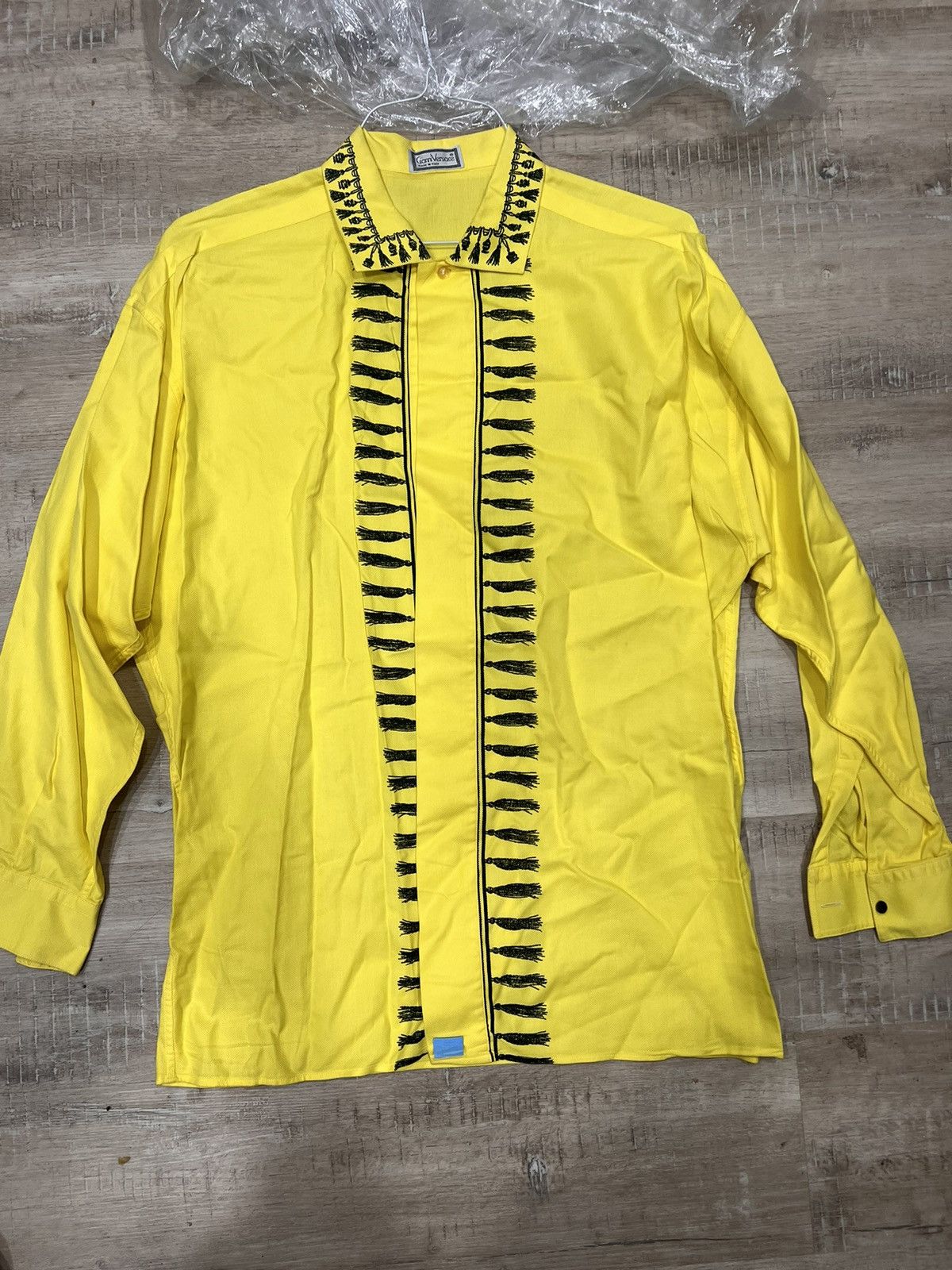 image of Gianni Versace Button Up in Yellow, Men's (Size Large)