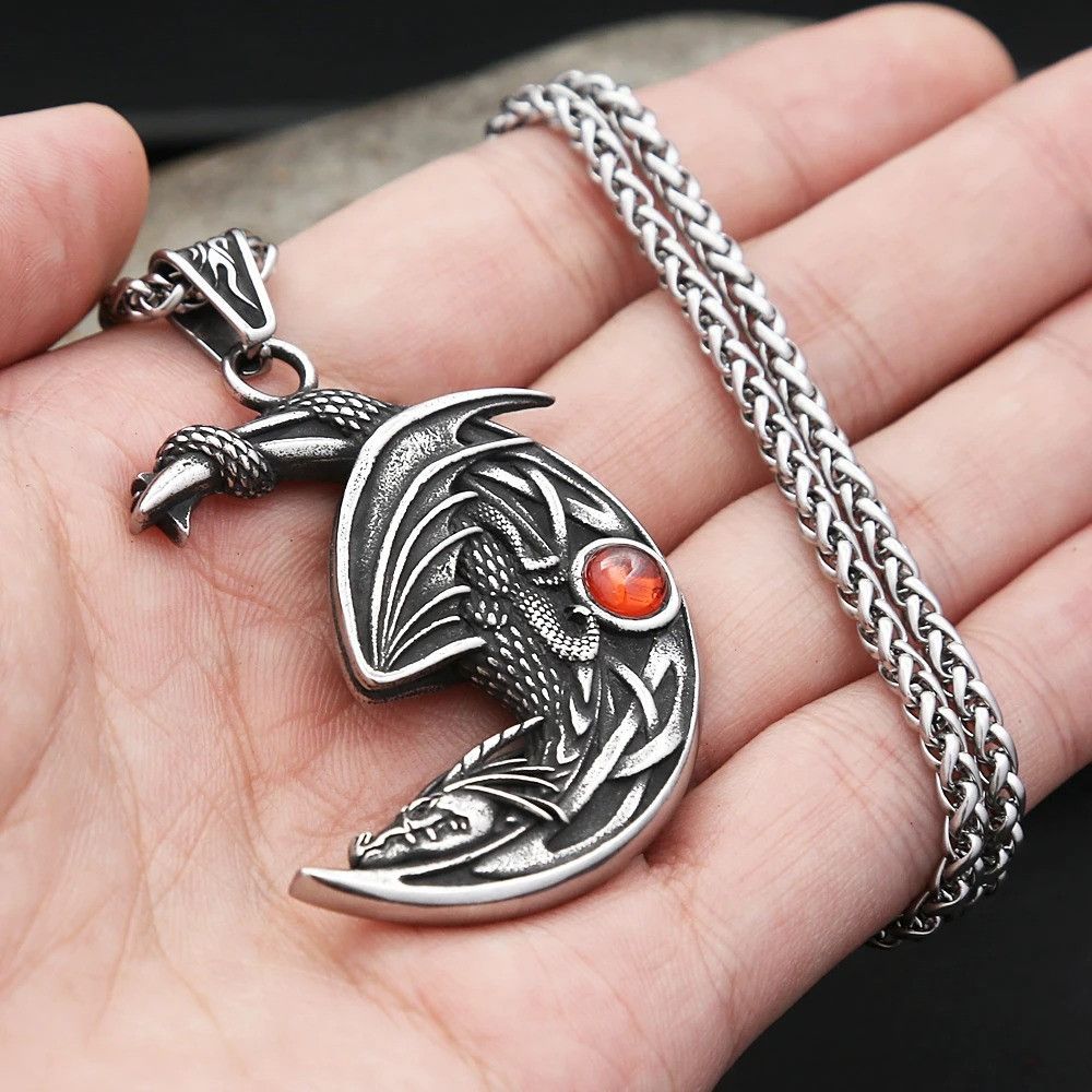 Other Sleeping Dragon On Moon Pendant Necklace Size ONE SIZE - 1 Thumbnail