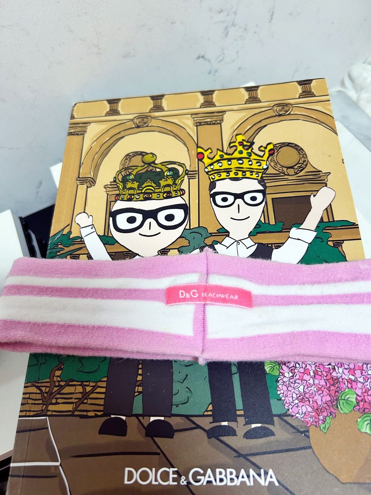 Dolce & Gabbana Authentic Dolce & Gabbana DG Baby Pink & White Logo Headband Size ONE SIZE - 7 Thumbnail