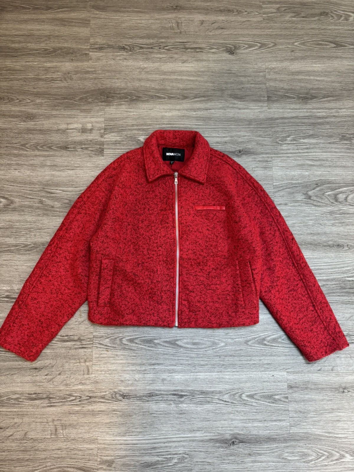 Fashion Nova Novamen Red wool zip up jacket Size US M / EU 48-50 / 2 - 1 Thumbnail