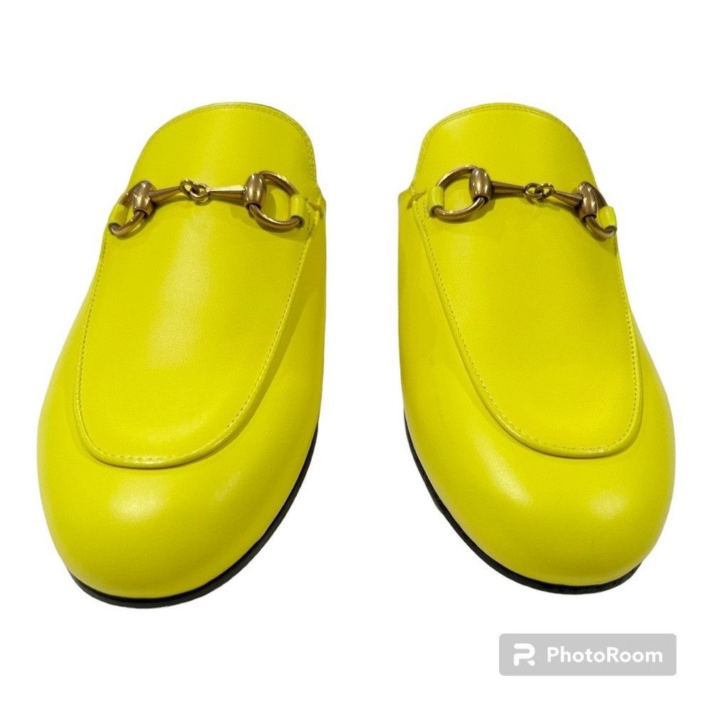 Gucci NIB Gucci Princetown Neon Yellow Horsebit Loafer Mule Slides Size US 5 / IT 35 - 2 Thumbnail