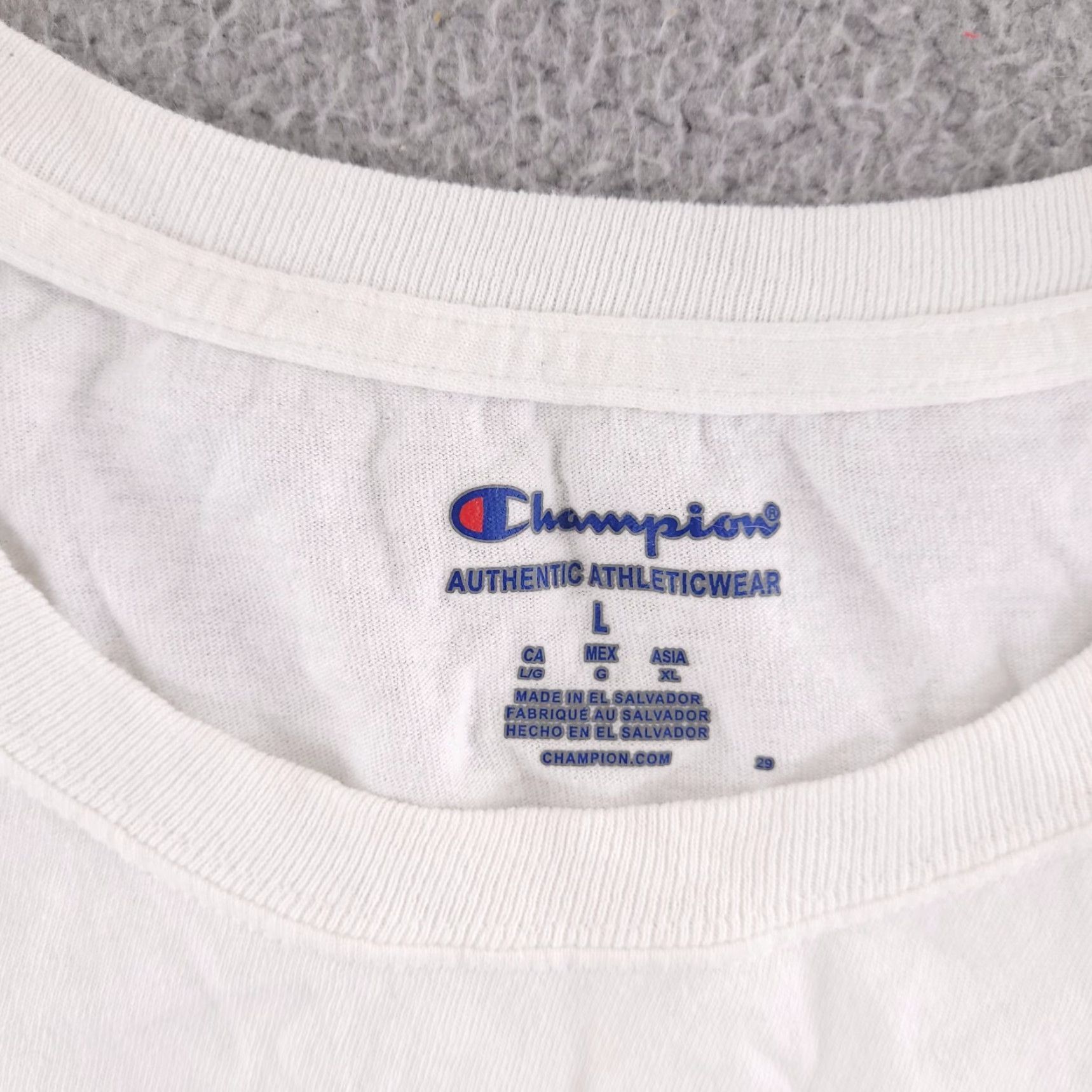 Champion Champion Shirt Womens Large White Cropped Oversize T-Shirt Crew Neck Size L / US 10 / IT 46 - 4 Thumbnail