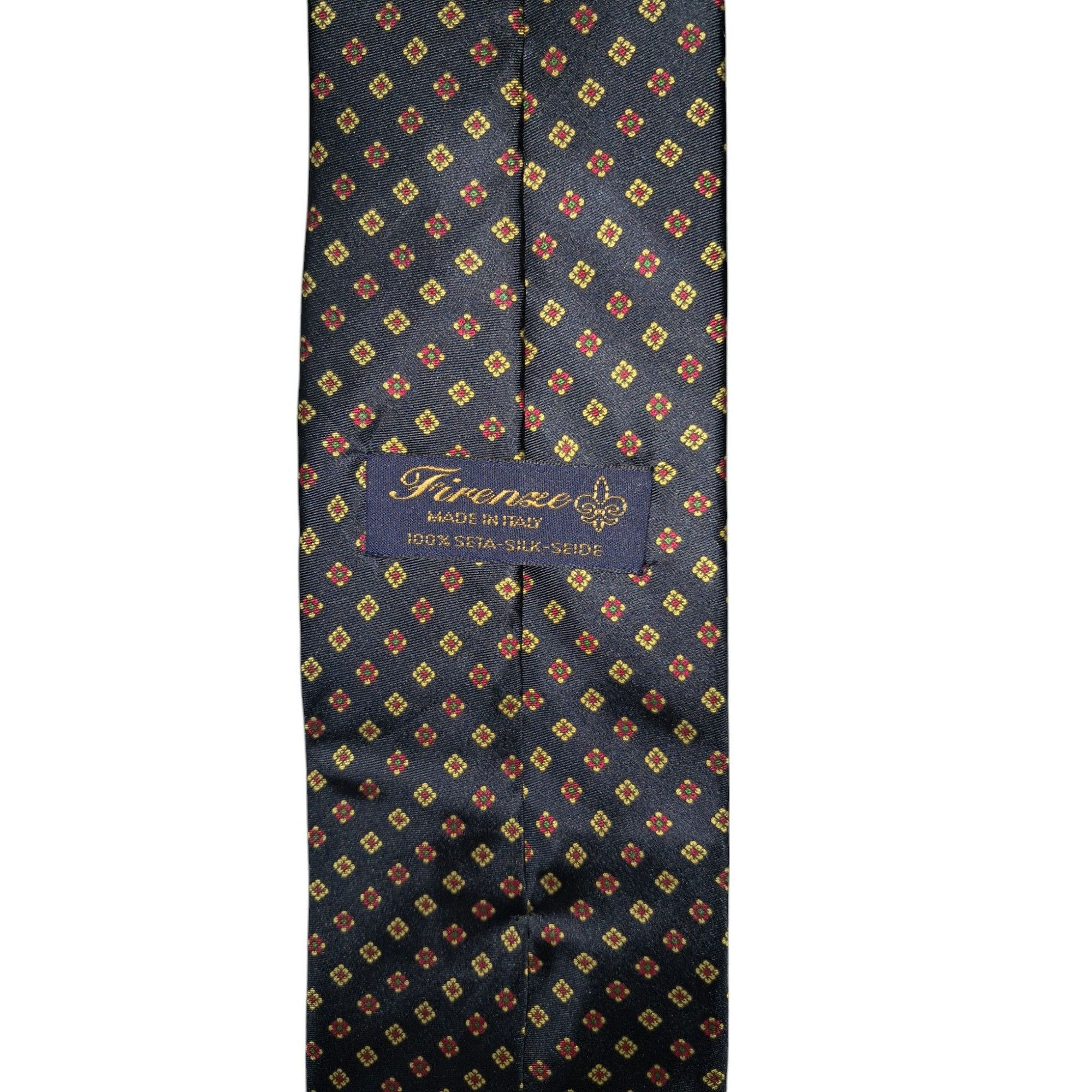 Firenze Firenze 100% Silk Tie, Black Geometric with Accents of Red, Size ONE SIZE - 4 Thumbnail