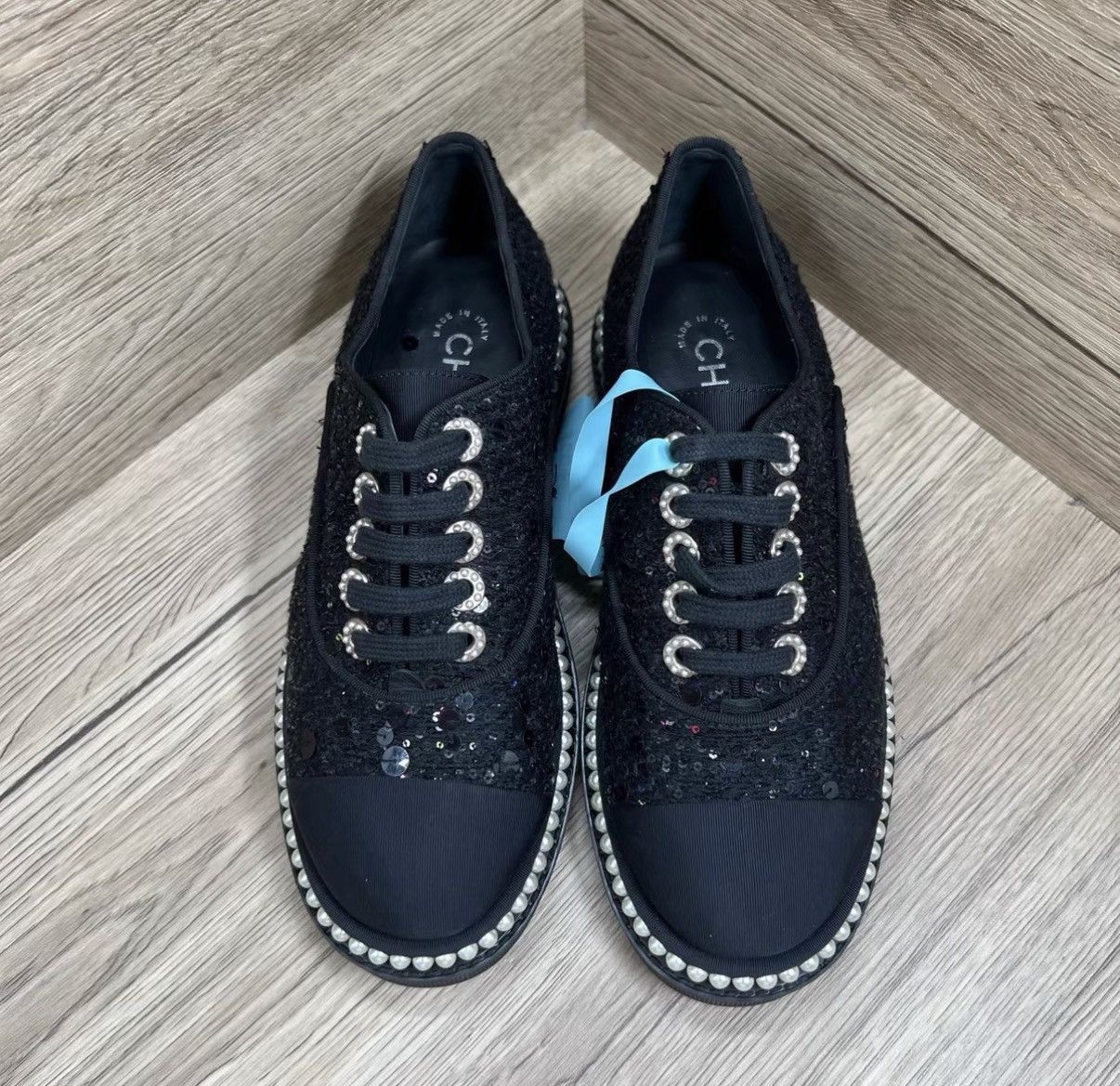 Chanel Chanel Black Pearl Sequin Double C Loafers J41 Size US 6 / IT 36 - 2 Thumbnail