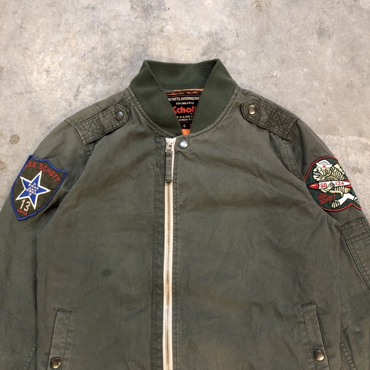 Schott × Vintage Vintage Schott Military Bomber Jacket Size US S / EU 44-46 / 1 - 2 Thumbnail