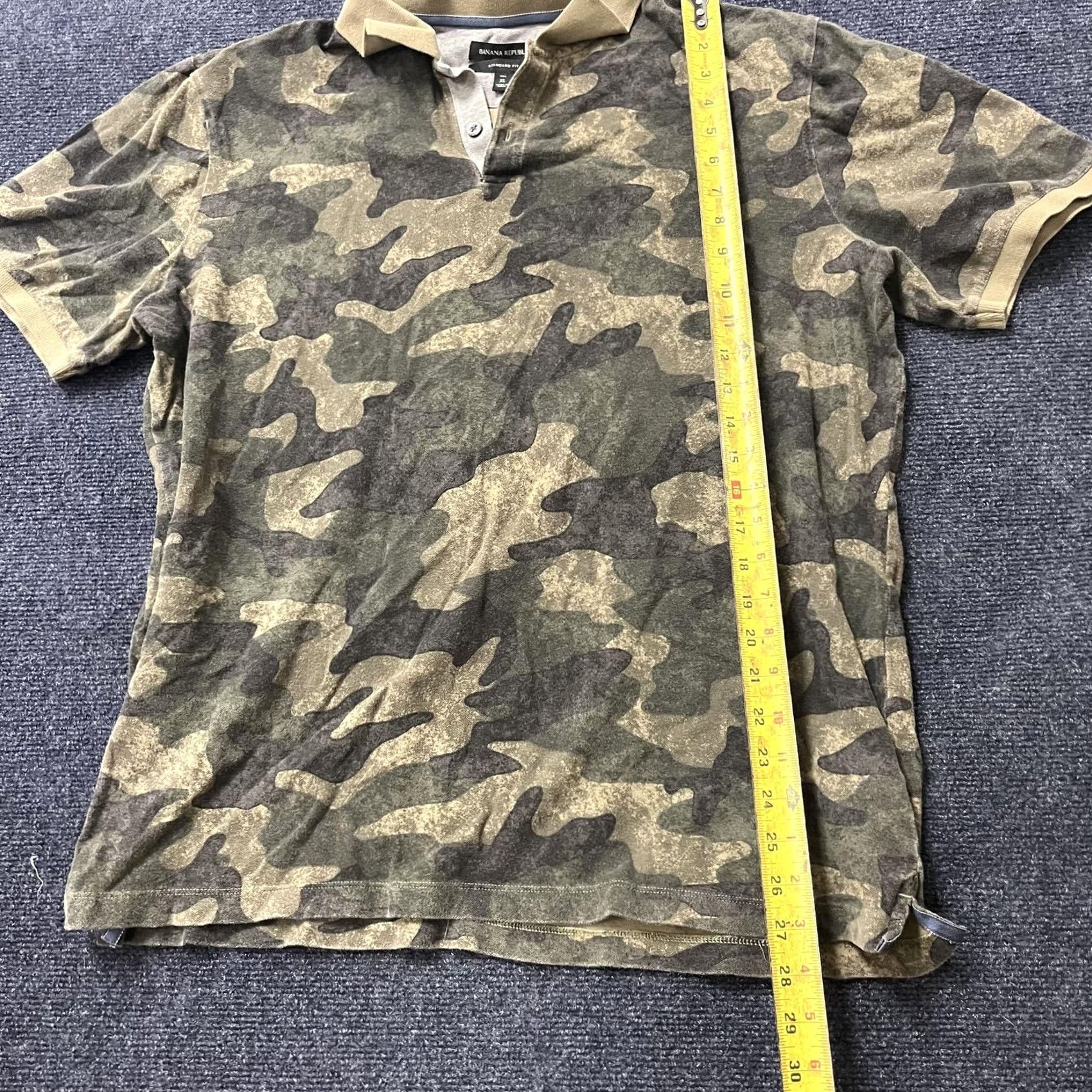 Banana Republic Banana Republic Polo Shirt Mens XLT Green Camouflage Stretch Short Sleeve Standard Fit Size US XL / EU 56 / 4 - 6 Thumbnail
