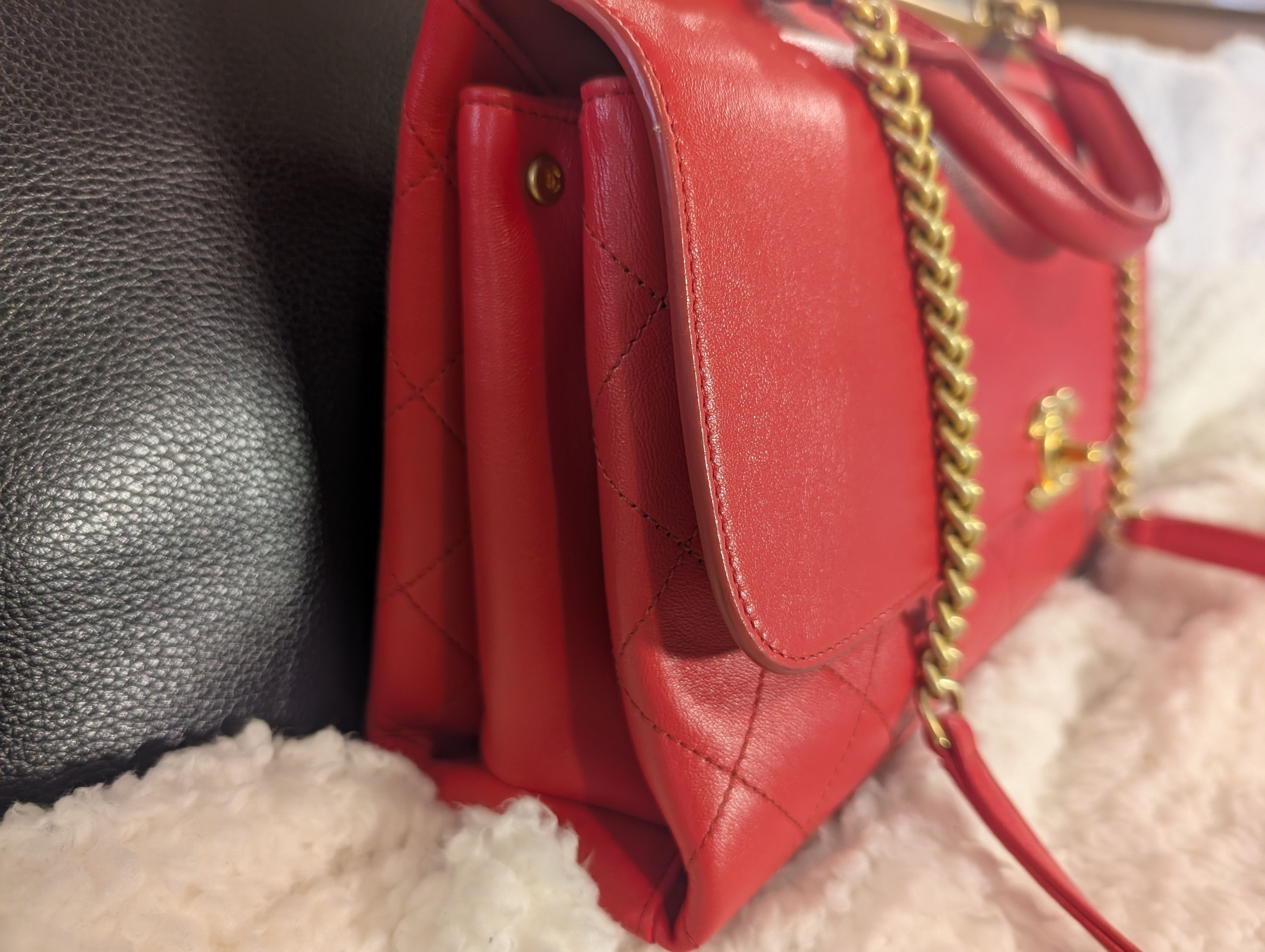 Chanel CHANEL Red Quilted Top Handle Shoulder Bag Size ONE SIZE - 7 Thumbnail