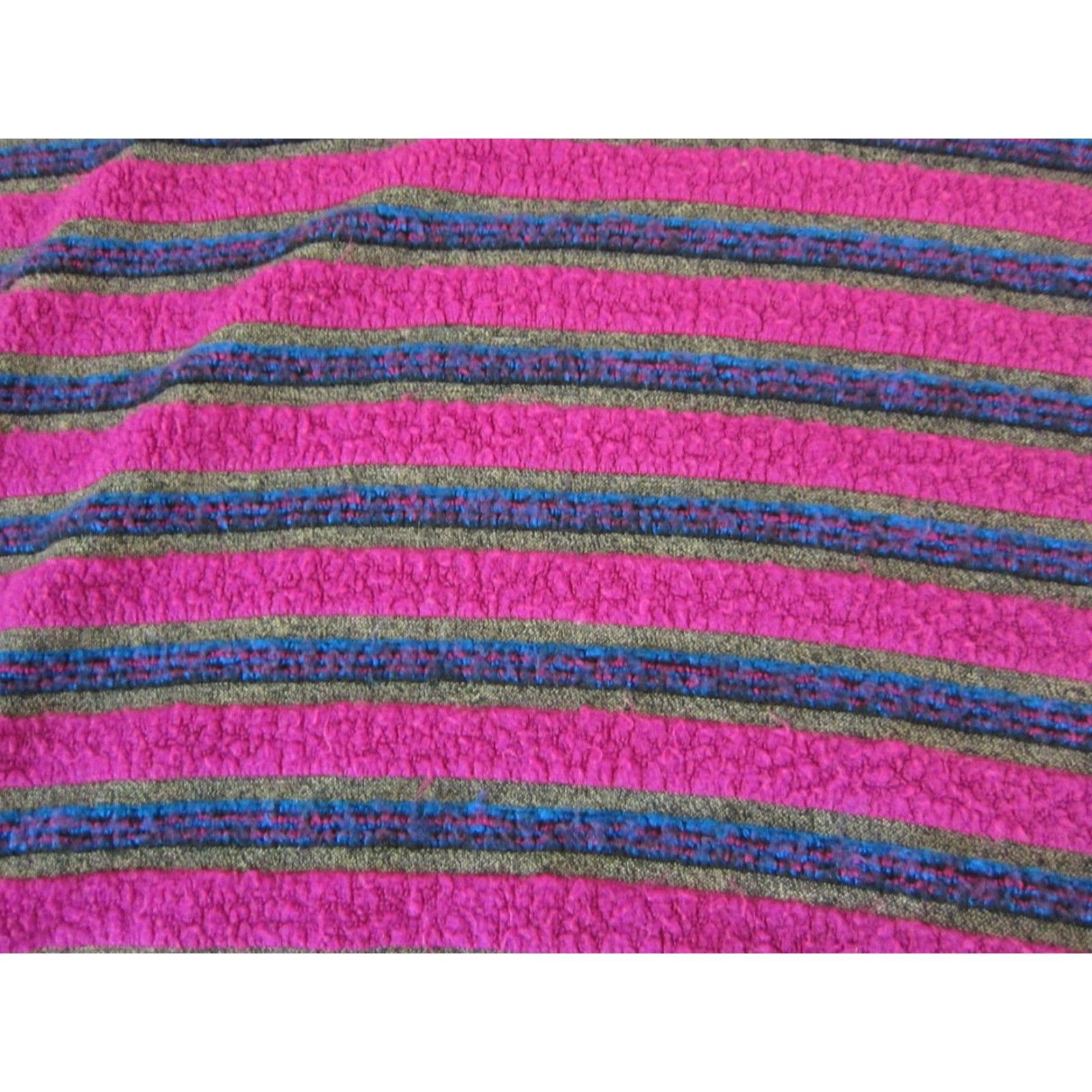 Velour VINTAGE Velour Sweater Womens L Pink Blue Striped 90s High Neck Fleece Pullover Size L / US 10 / IT 46 - 3 Thumbnail