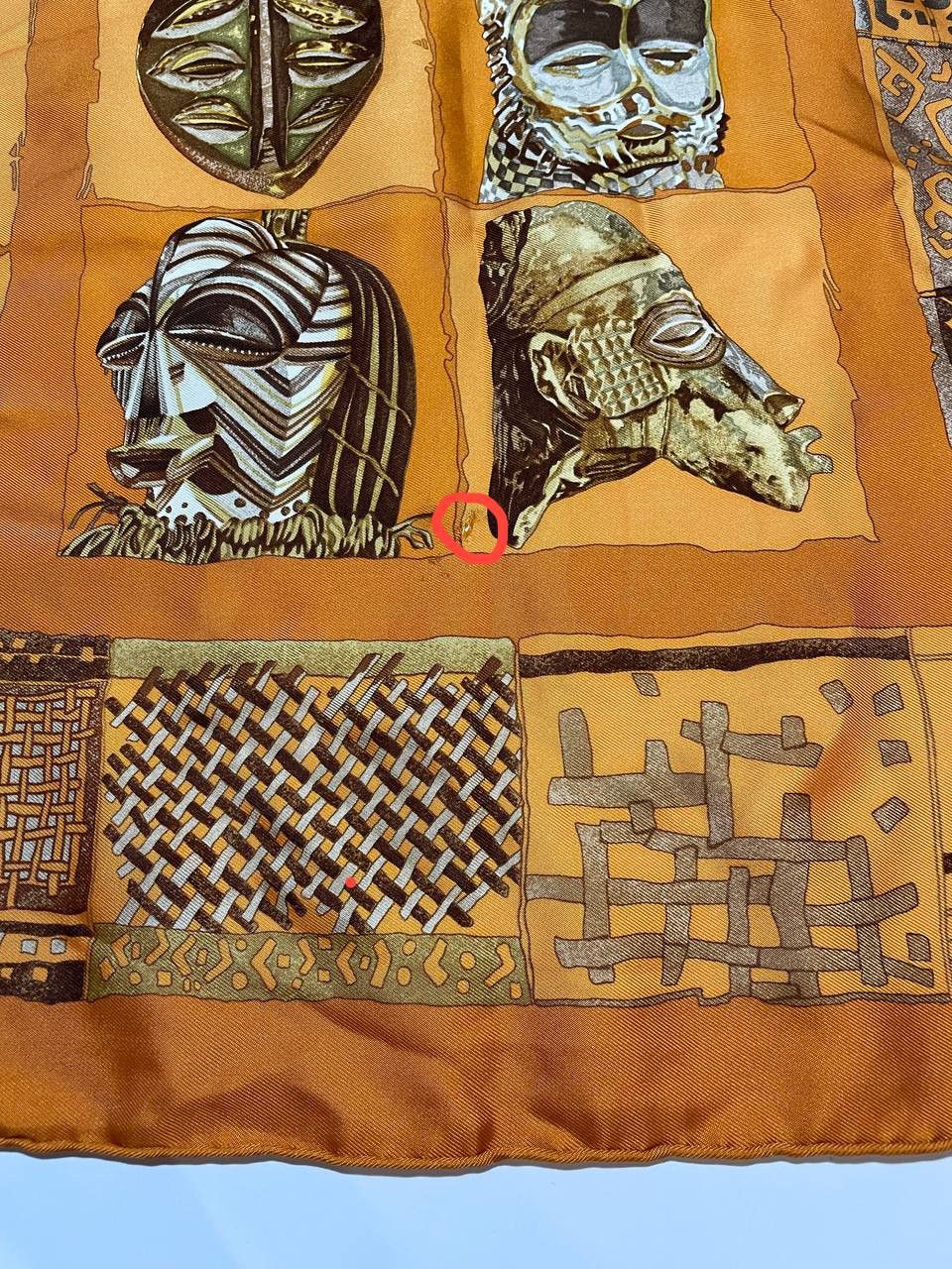AUTHENTIC HERMES PERSONA SILK ORANGE SCARF LOIC DUBIGEON