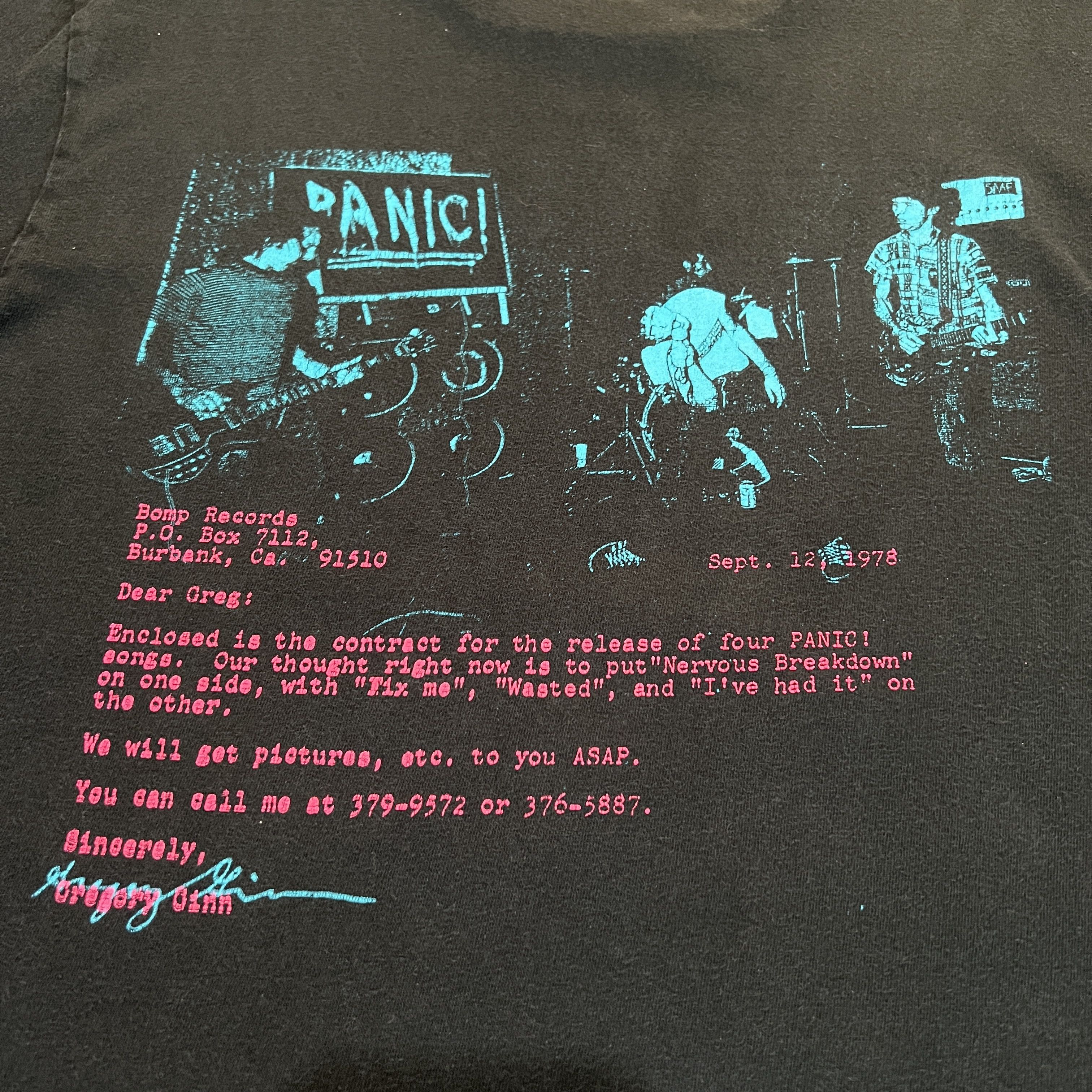 Vintage Y2K Greg Ginn Panic Black Flag SST Record Tee Size US M / EU 48-50 / 2 - 3 Thumbnail