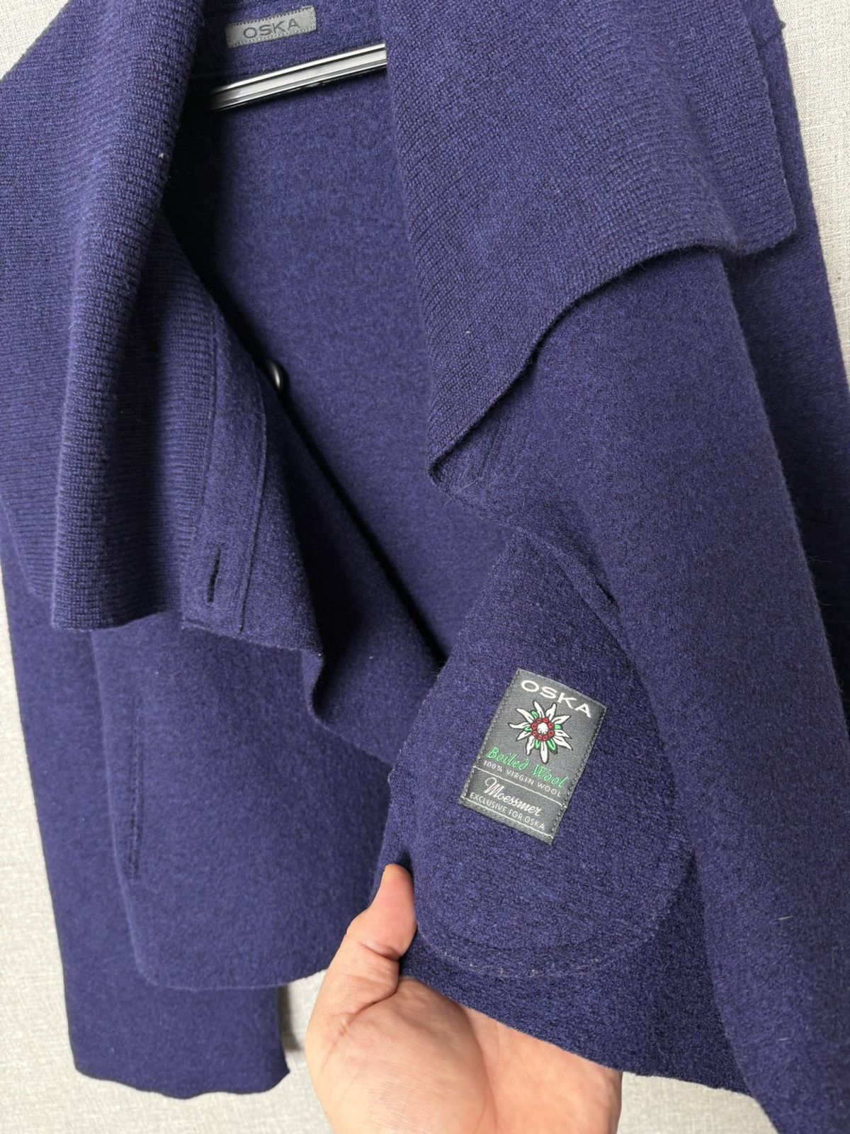 OSKA Oska Boiled Wool Jacket Shawl Collar Deep Navy Cropped Coat Size M / US 6-8 / IT 42-44 - 10 Thumbnail