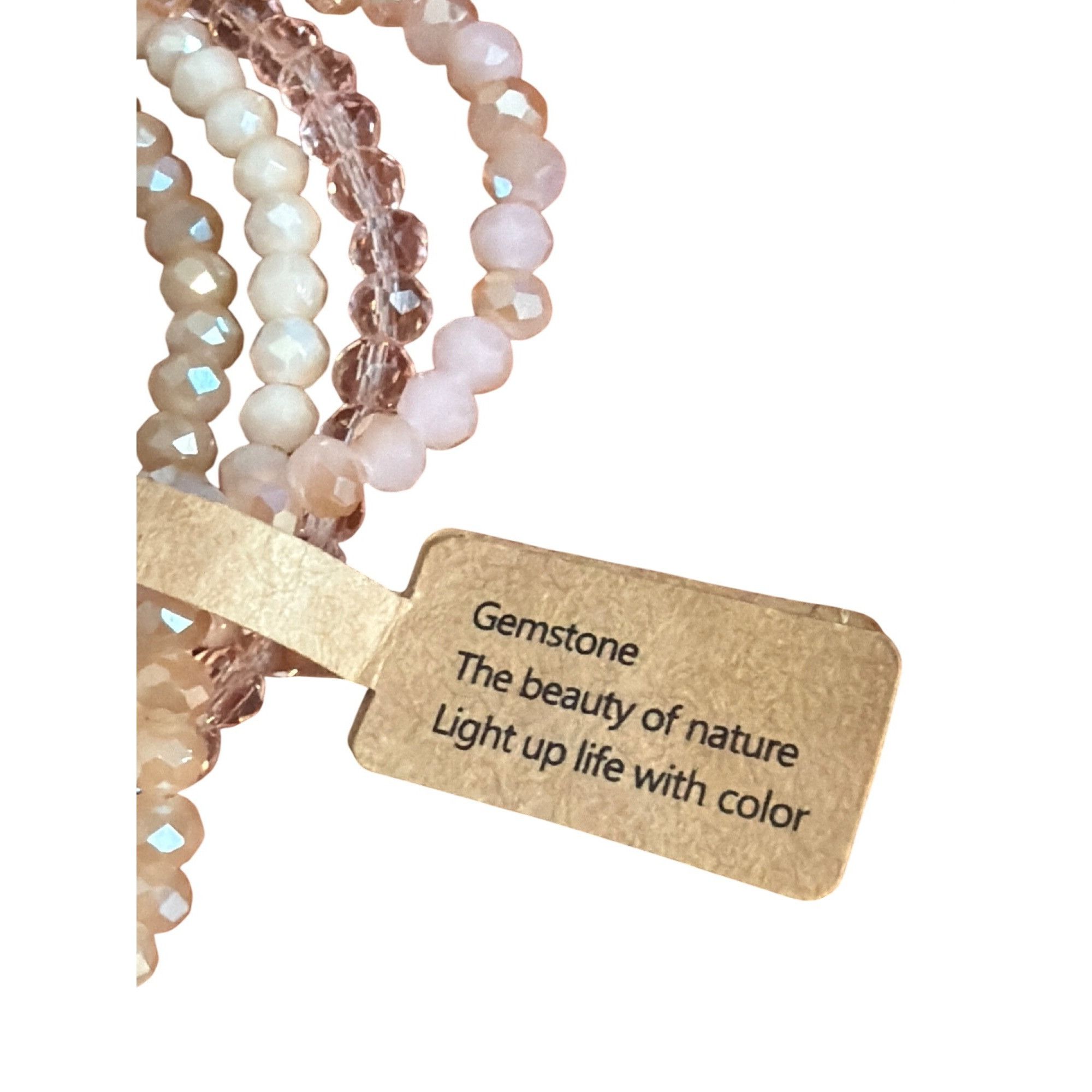 Other Lot of 4 Pink Clear Crystal Glass Quartz Bead Stretch Bracel Size ONE SIZE - 3 Thumbnail