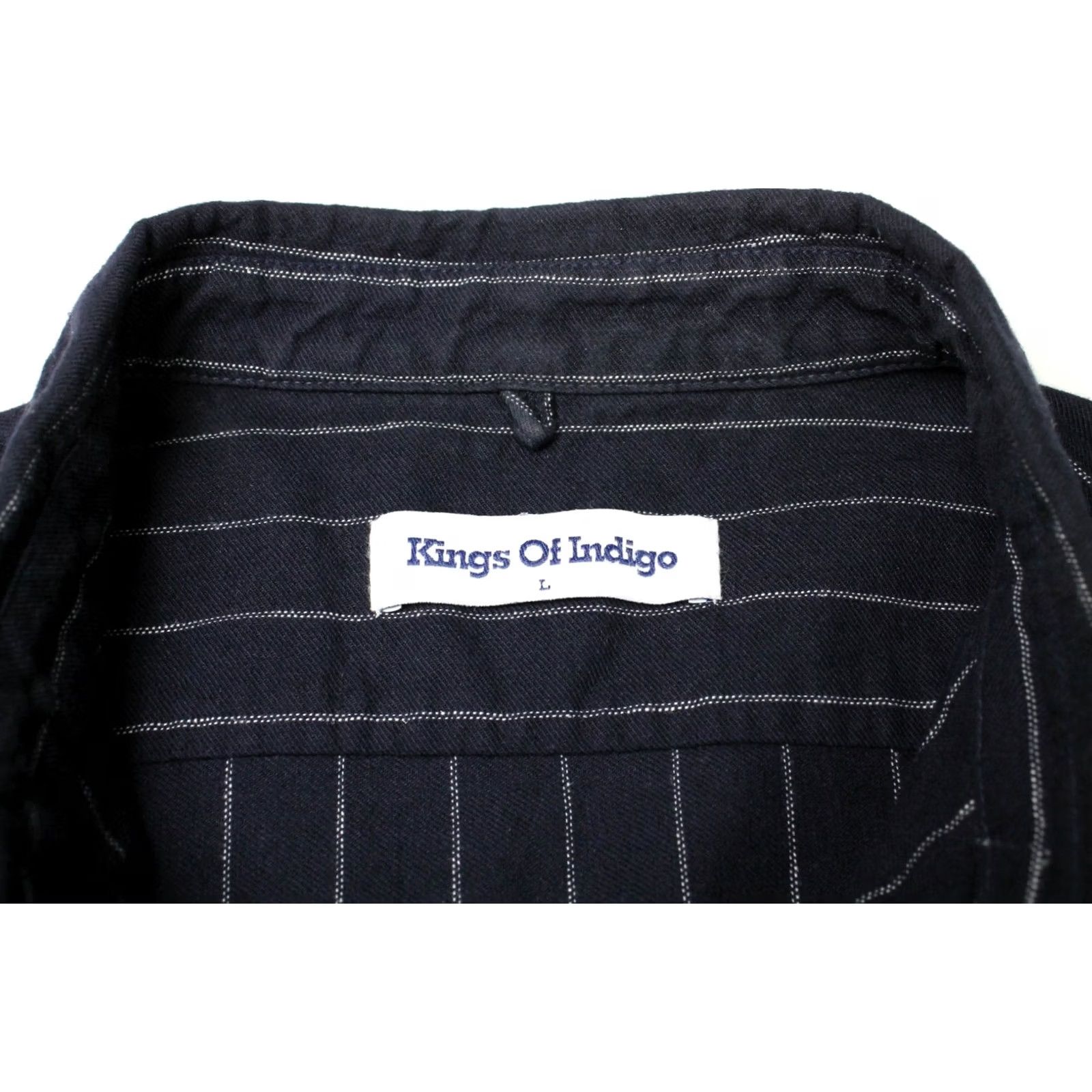 Kings Of Indigo Kings Of Indigo Shirt Mens LARGE Enda Men Button Down Collar Pinstripe Pattern Blue Size US L / EU 52-54 / 3 - 6 Thumbnail