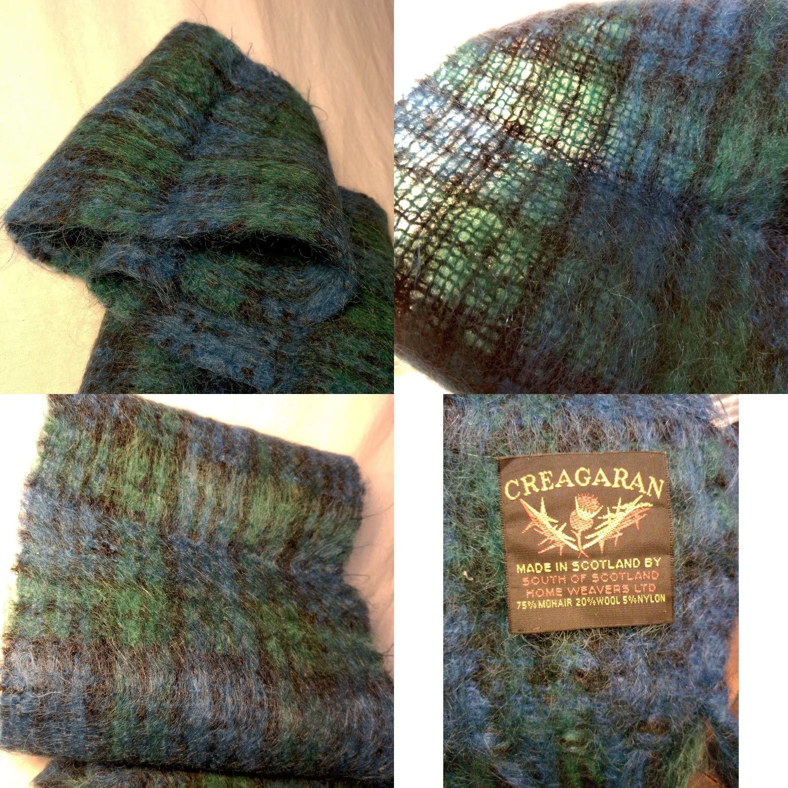 Vintage VINTAGE Creagaran Unisex Woven Plaid Scarf Scotland Mohair Wool Nylon 72in Fringe Tartan Winter Size ONE SIZE - 8 Thumbnail
