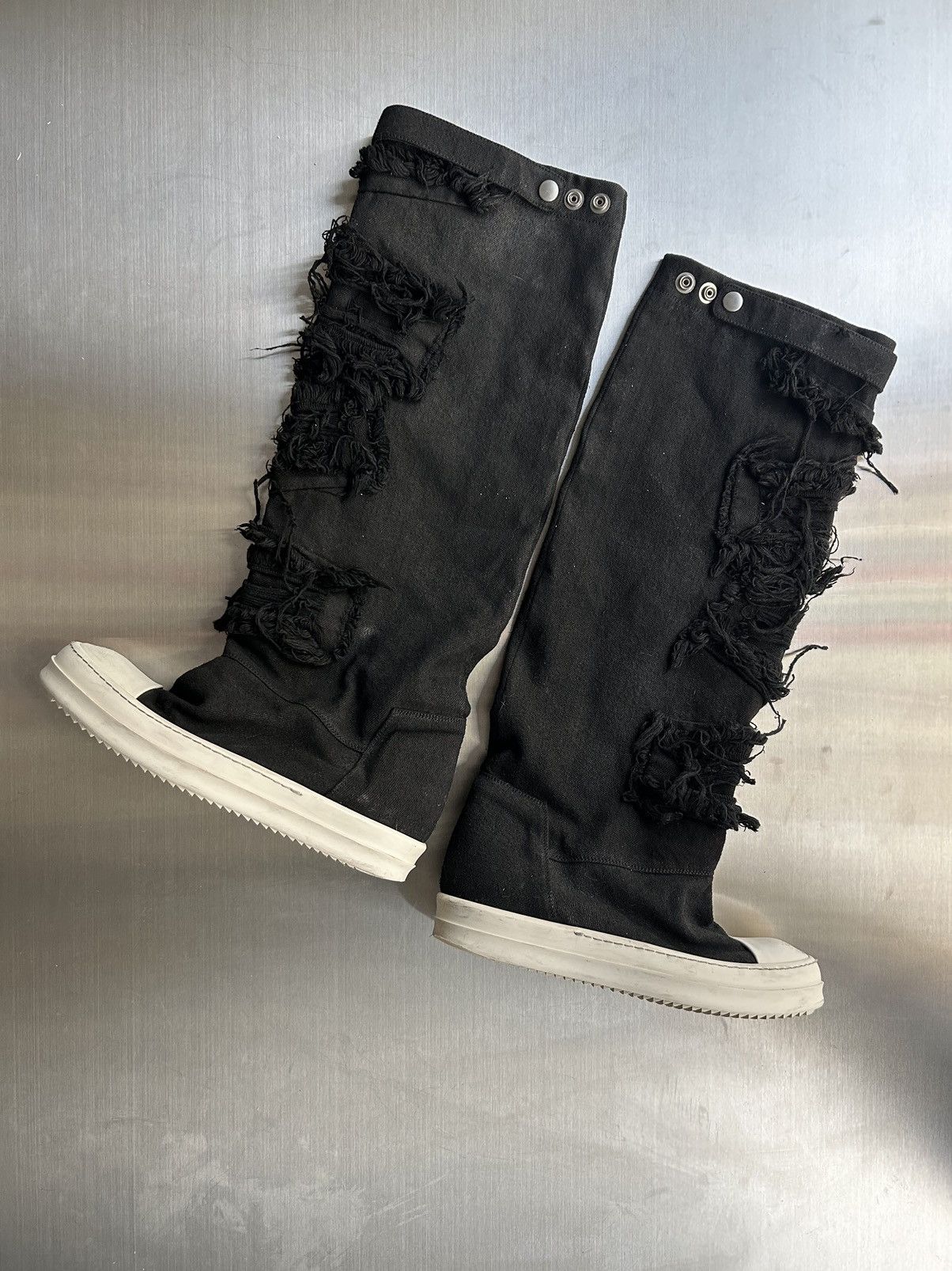 Rick Owens Rick Owens Elefant Distressed Denim Sneaker Boots Size US 7 / EU 40 - 3 Thumbnail
