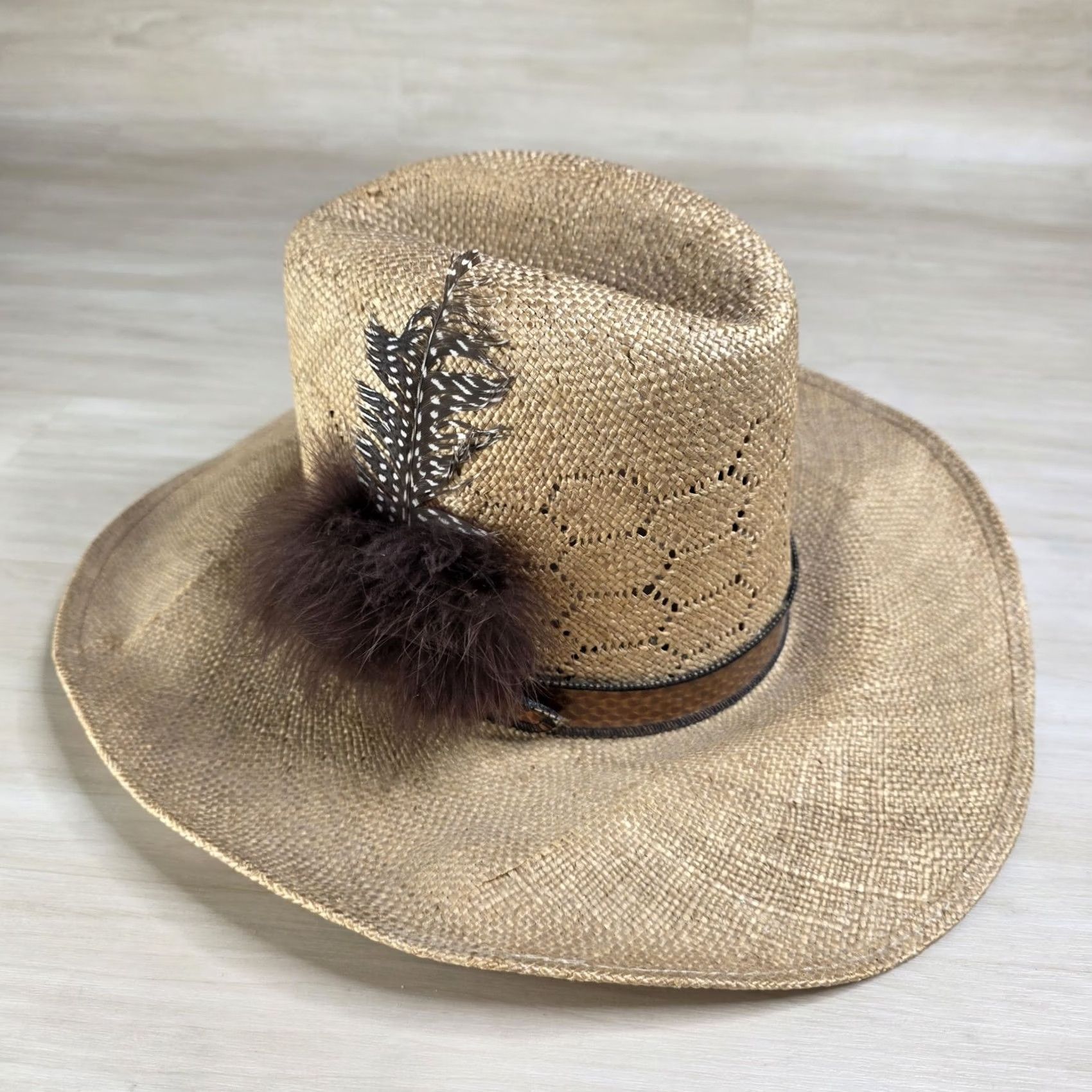 Stetson VINTAGE Stetson Roadrunner Cowboy Hat Size 7 Straw Beige Mens Size ONE SIZE - 2 Thumbnail