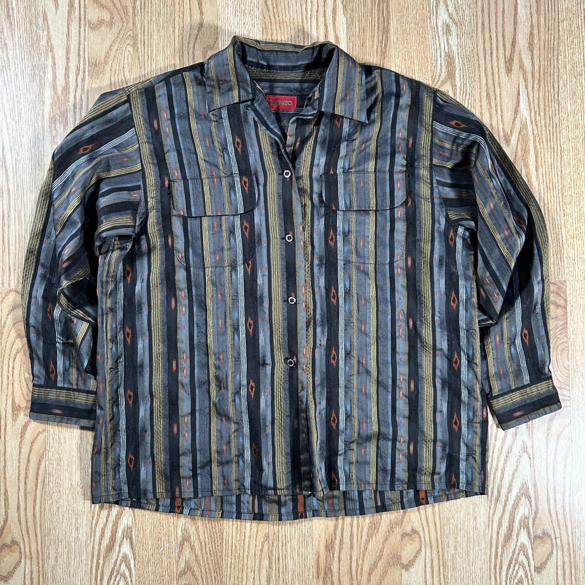 Kenzo VTG 90s Kenzo Paris Abstract African Textiles Dress Shirt Size US M / EU 48-50 / 2 - 2 Thumbnail