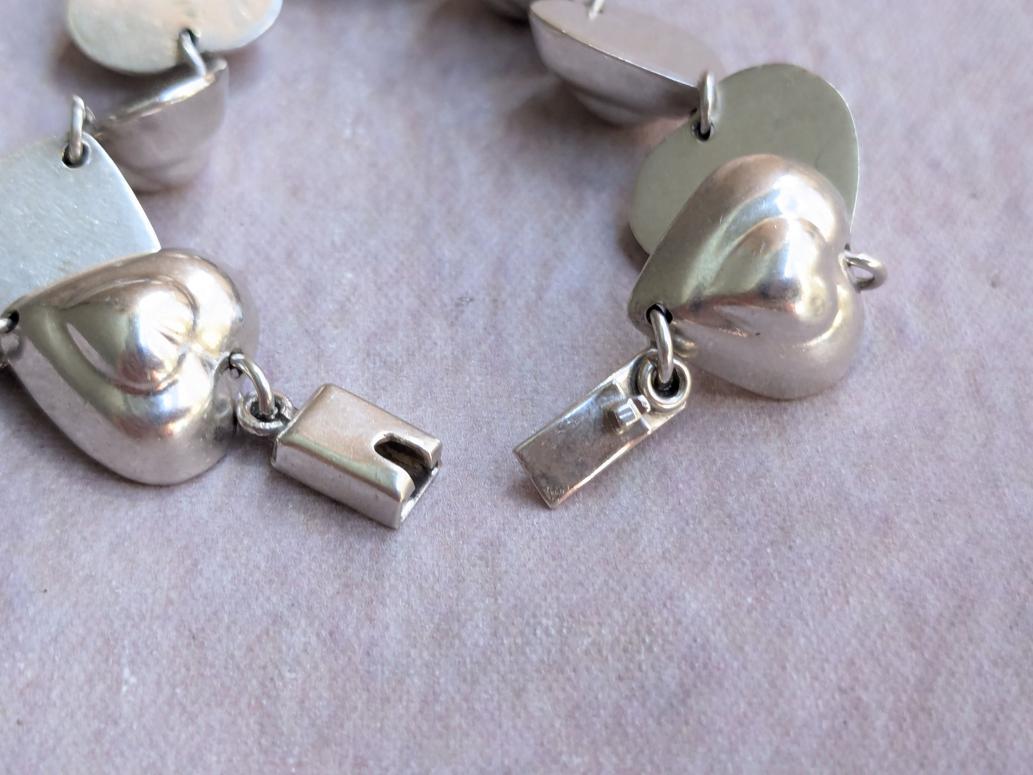 Jewelry Vintage Taxco Sterling Silver Heart Bracelet Y2K 7.5" Size ONE SIZE - 13 Thumbnail
