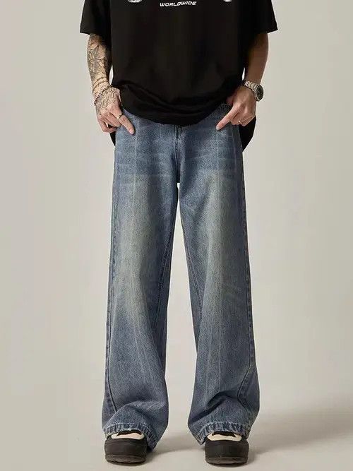 Japanese Brand × Jean Street vintage washed straight wide leg jeans Size US 32 / EU 48 - 4 Thumbnail