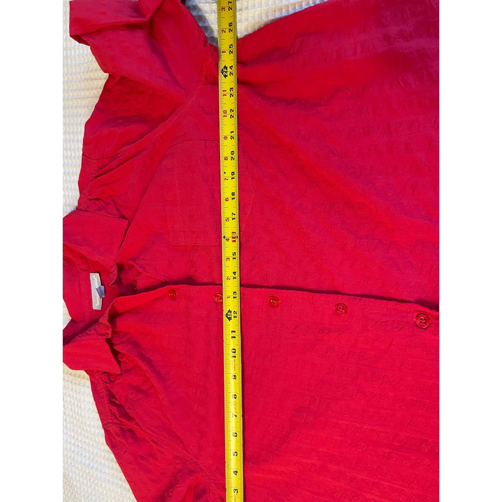 Other Woman Within Cotton Red Textured Roll Tab Button Up Top Lg Size XXL / US 16-18 / IT 52-54 - 8 Thumbnail