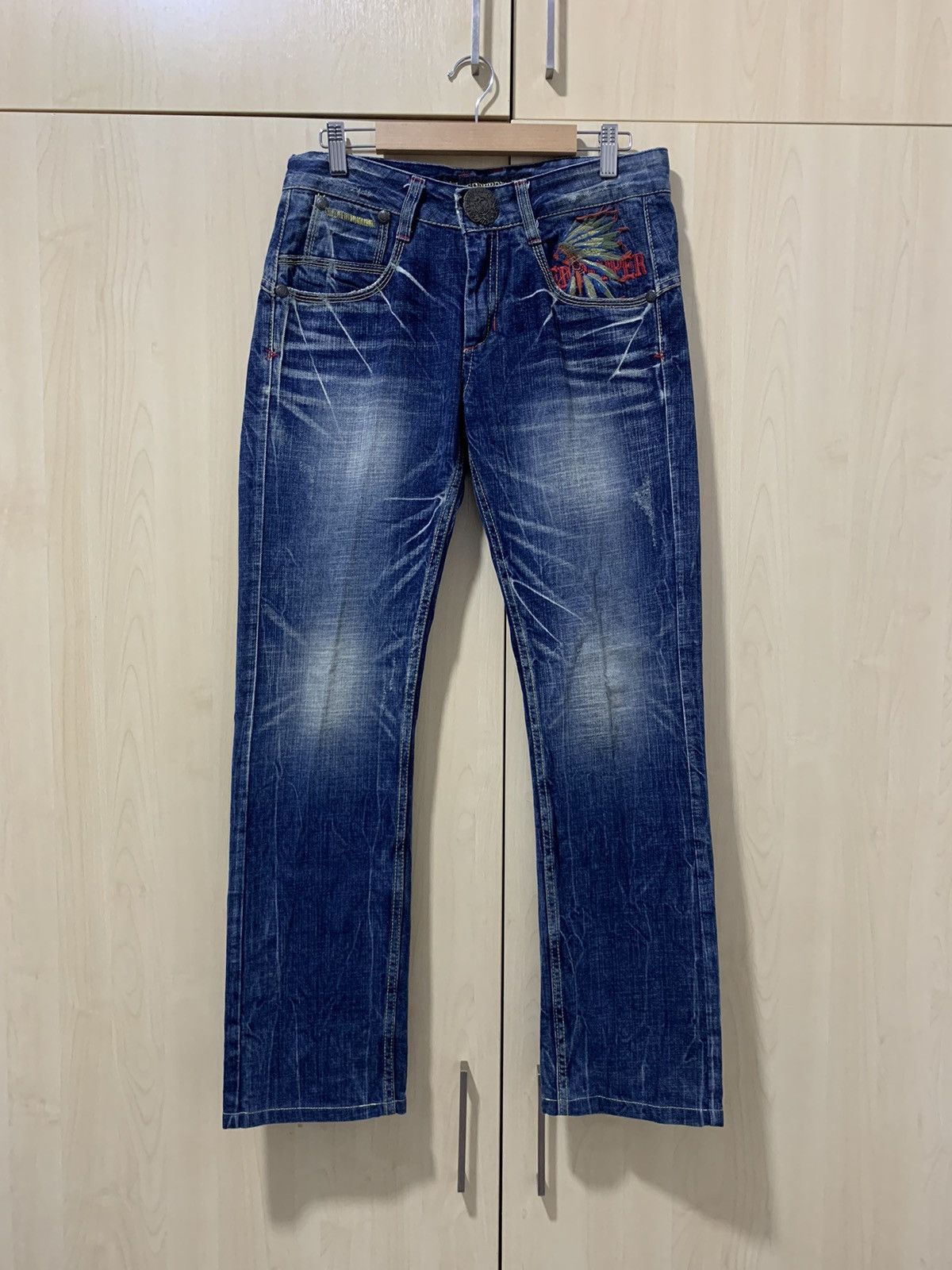 Japanese Brand Red Pepper denim pant red indian design distressed Size 31" - 4 Thumbnail