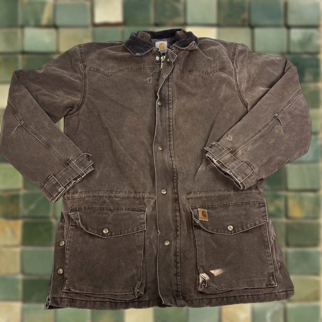 Carhartt Carhartt Duck Barn Jacket Blanket Lined Coat XL Brown Workwear Men Size US XL / EU 56 / 4 - 1 Thumbnail