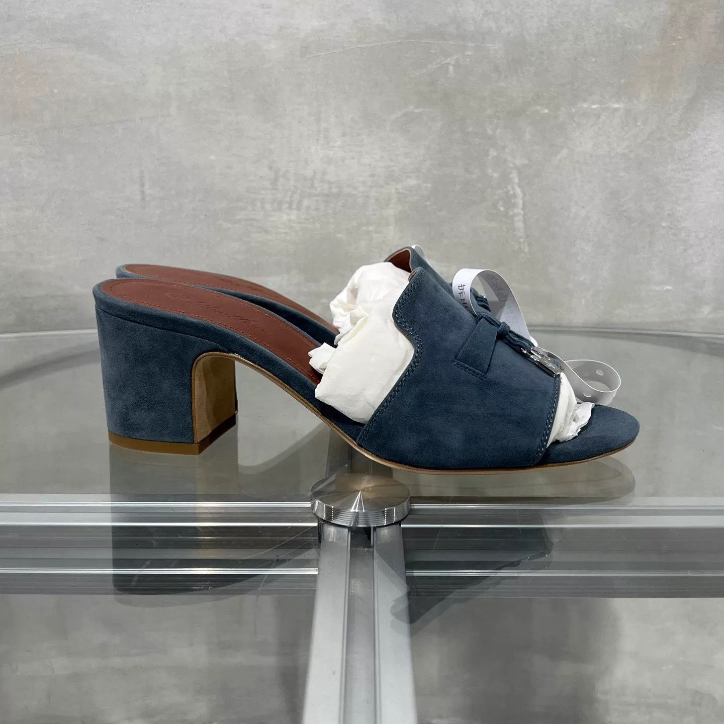 Loro Piana Loro Piana Denim Blue Heeled Slippers 38 Size US 7.5 / IT 37.5 - 4 Thumbnail
