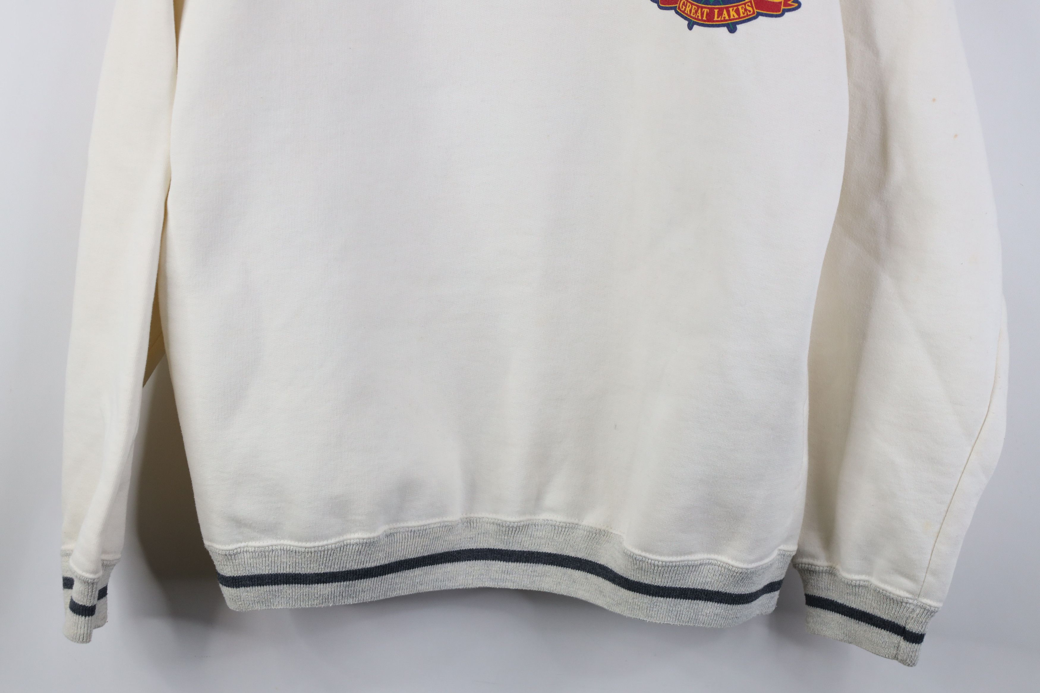Vintage Vintage 90s Great Lakes Michigan Henley Sweatshirt Cream Size US M / EU 48-50 / 2 - 3 Thumbnail