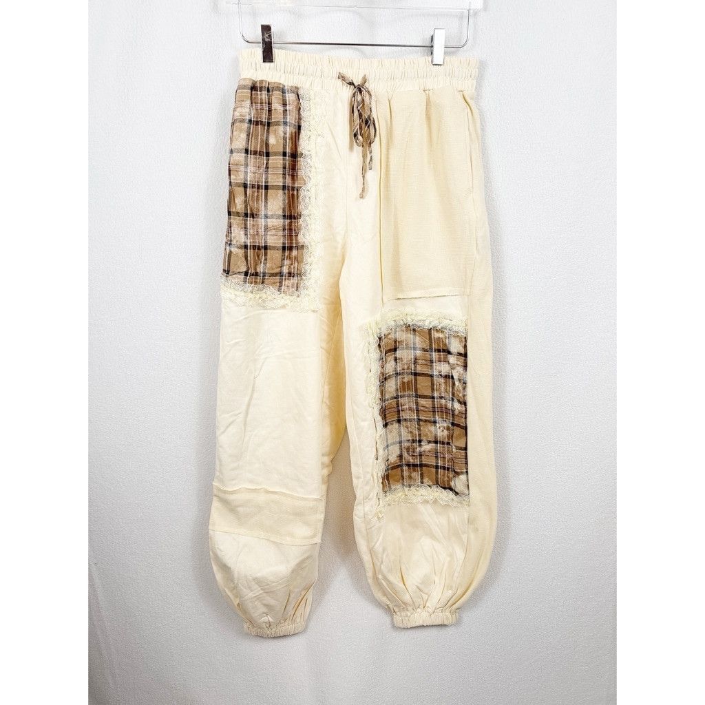 The Unbranded Brand New! POL Plaid Contrast Terry Jogger in Milk – Size Small Size 24" / US 00 / IT 34 - 2 Thumbnail