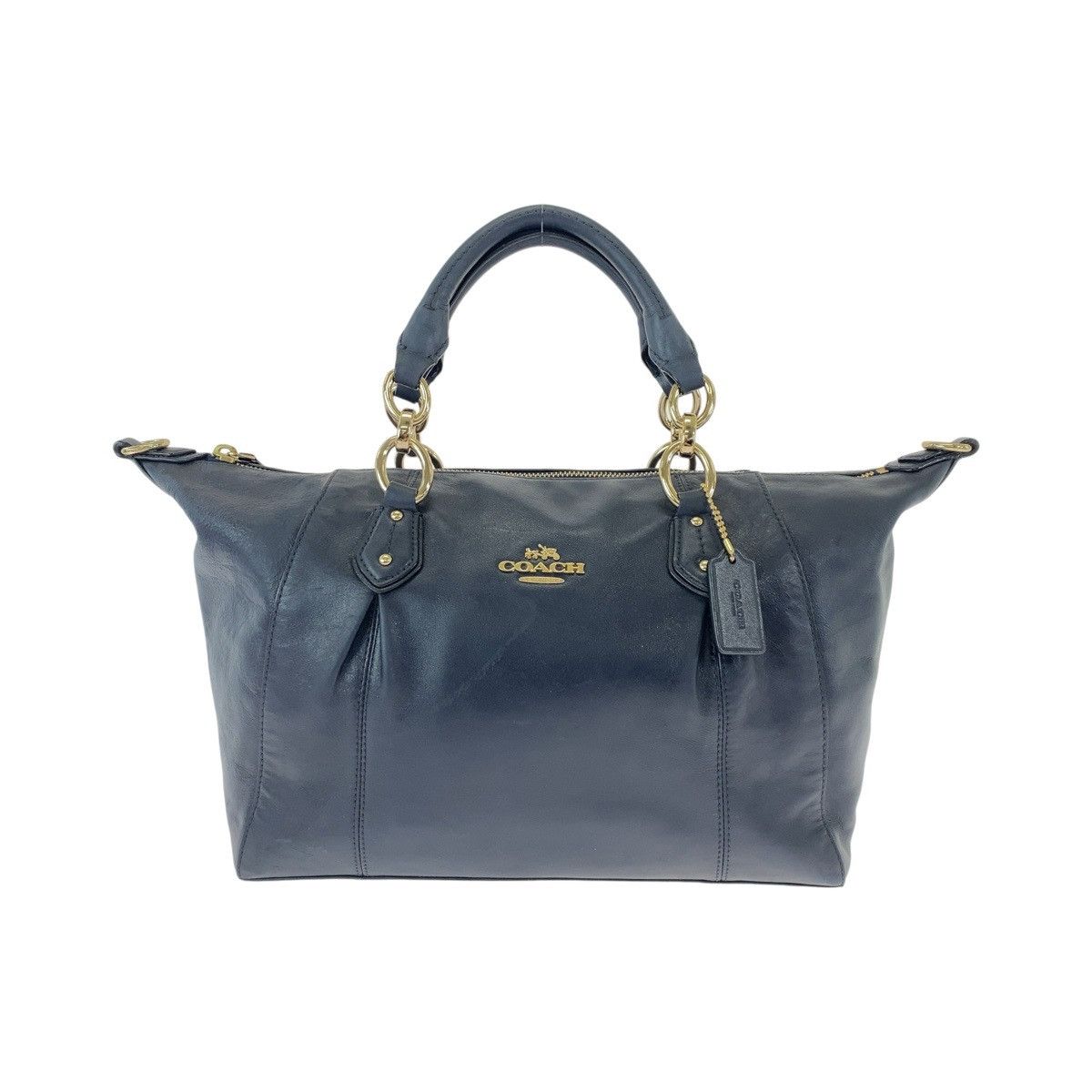 Coach Coach Coach Leather Tote Bag Navy Gold Hardware Leather Tote Bag in Very Good Condition Size ONE SIZE - 1 Thumbnail