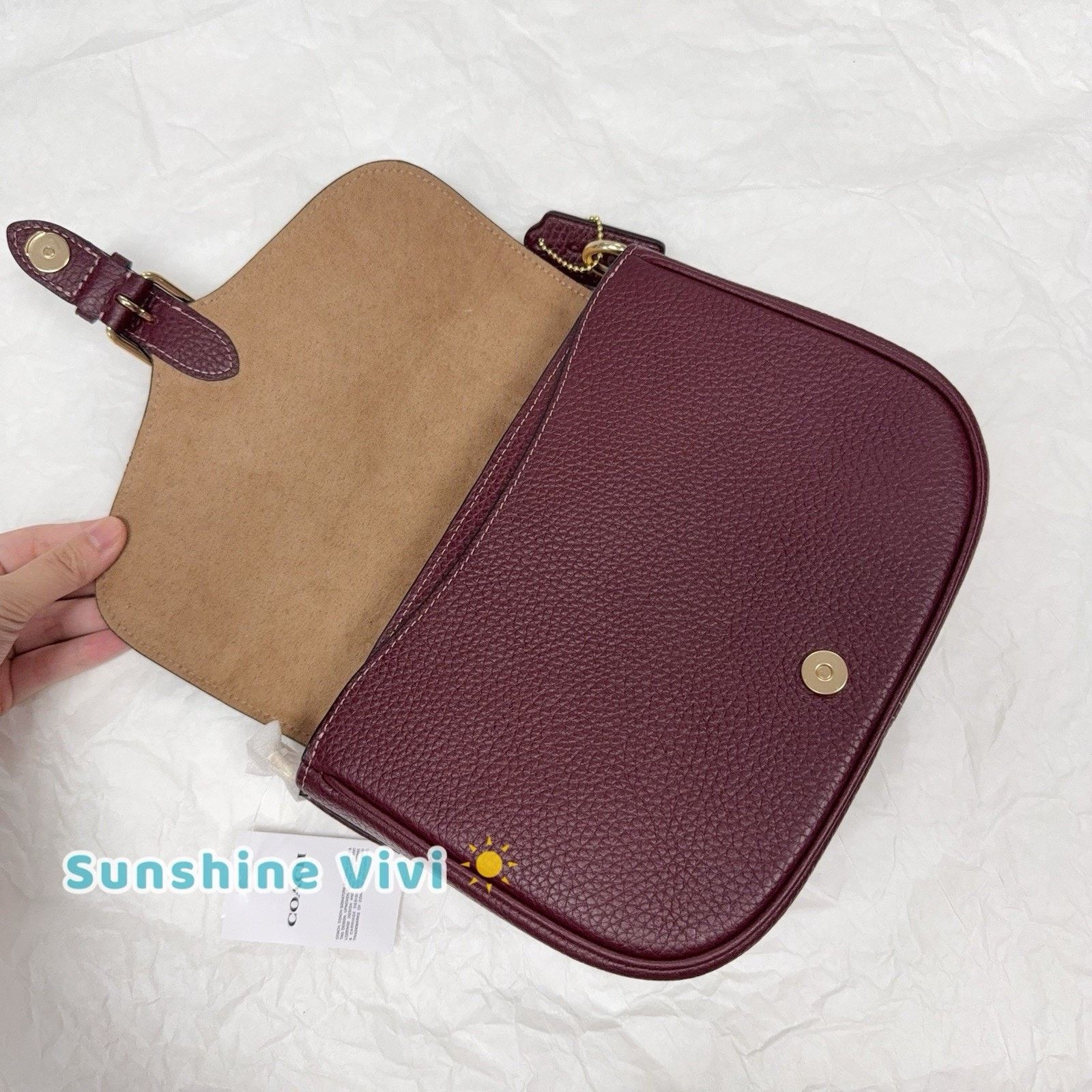 Coach NWT COACH Amelia Saddle Bag Shoulder Bag CP107 Gold/Merlot Size ONE SIZE - 4 Thumbnail
