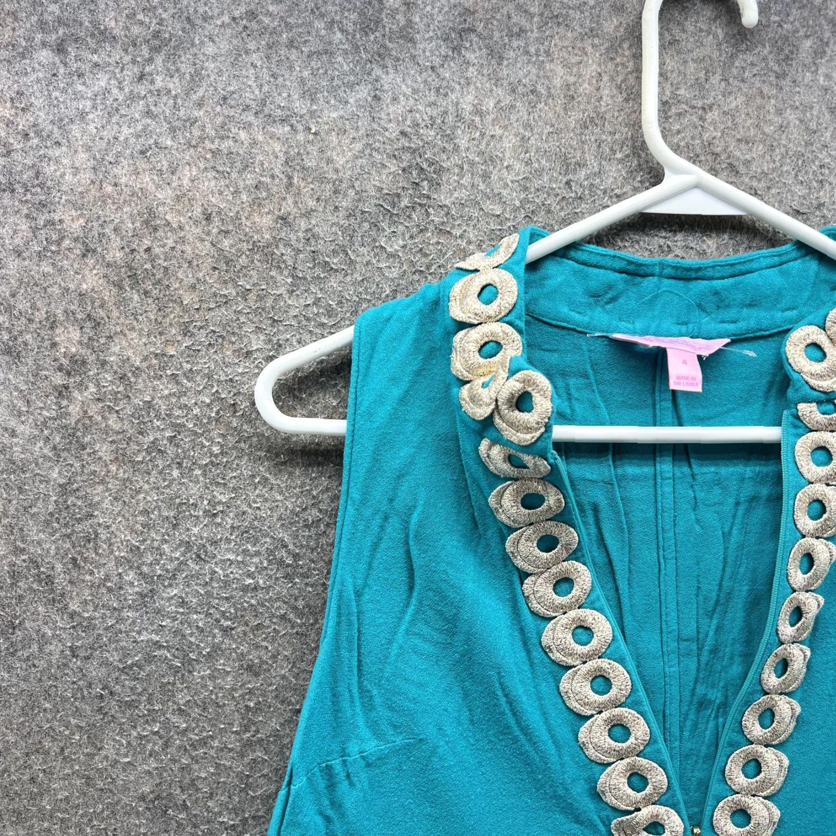 Lilly Pulitzer Lilly Pulitzer Dress Womens 4 Blue Beaded V Neck Sleeveless Shift Tunic Size S / US 4 / IT 40 - 5 Thumbnail