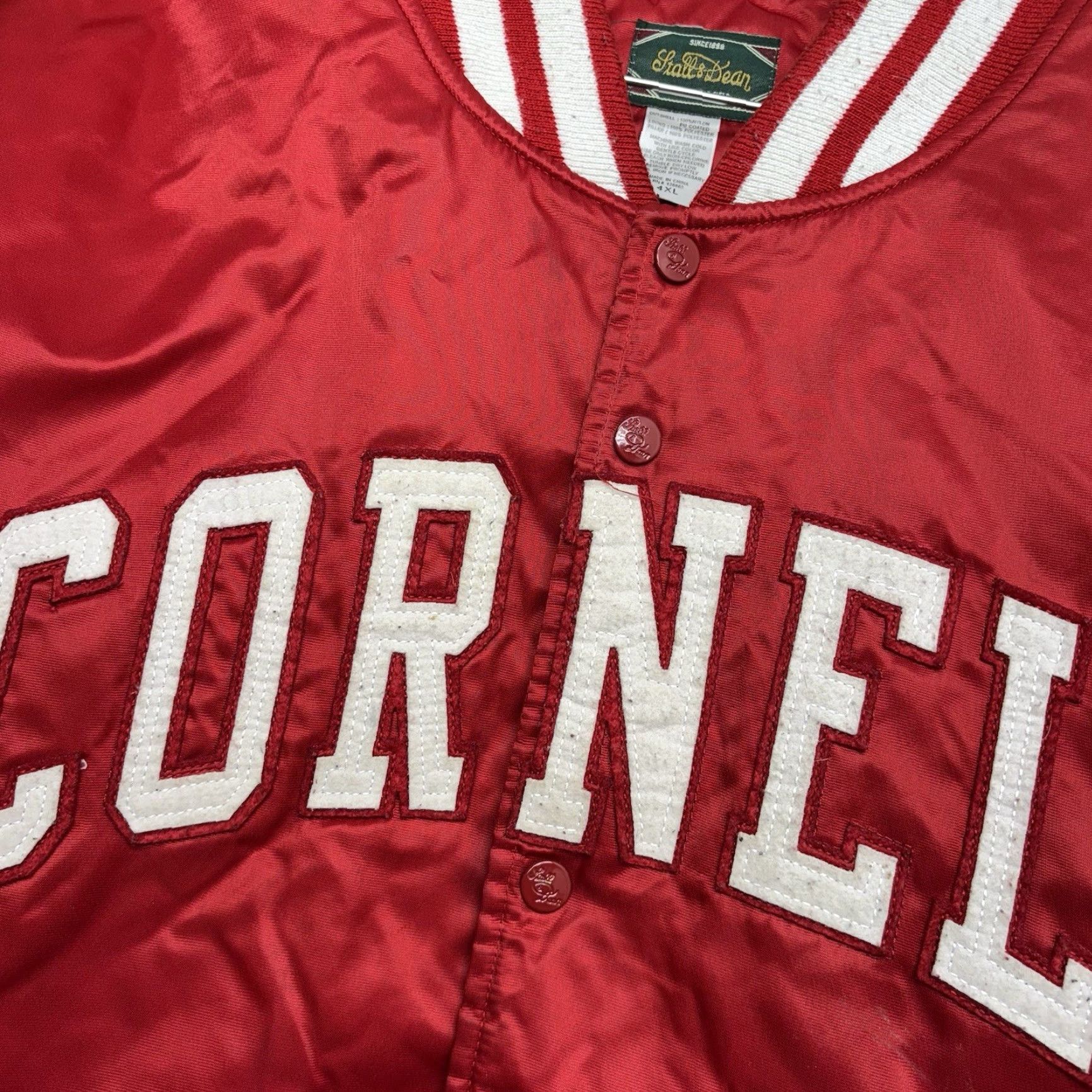 Vintage Stall And Dean Cornell Jacket Mens 4XL Red Embroidered Varsity Satin Snap Close Size US XXL / EU 58 / 5 - 7 Thumbnail