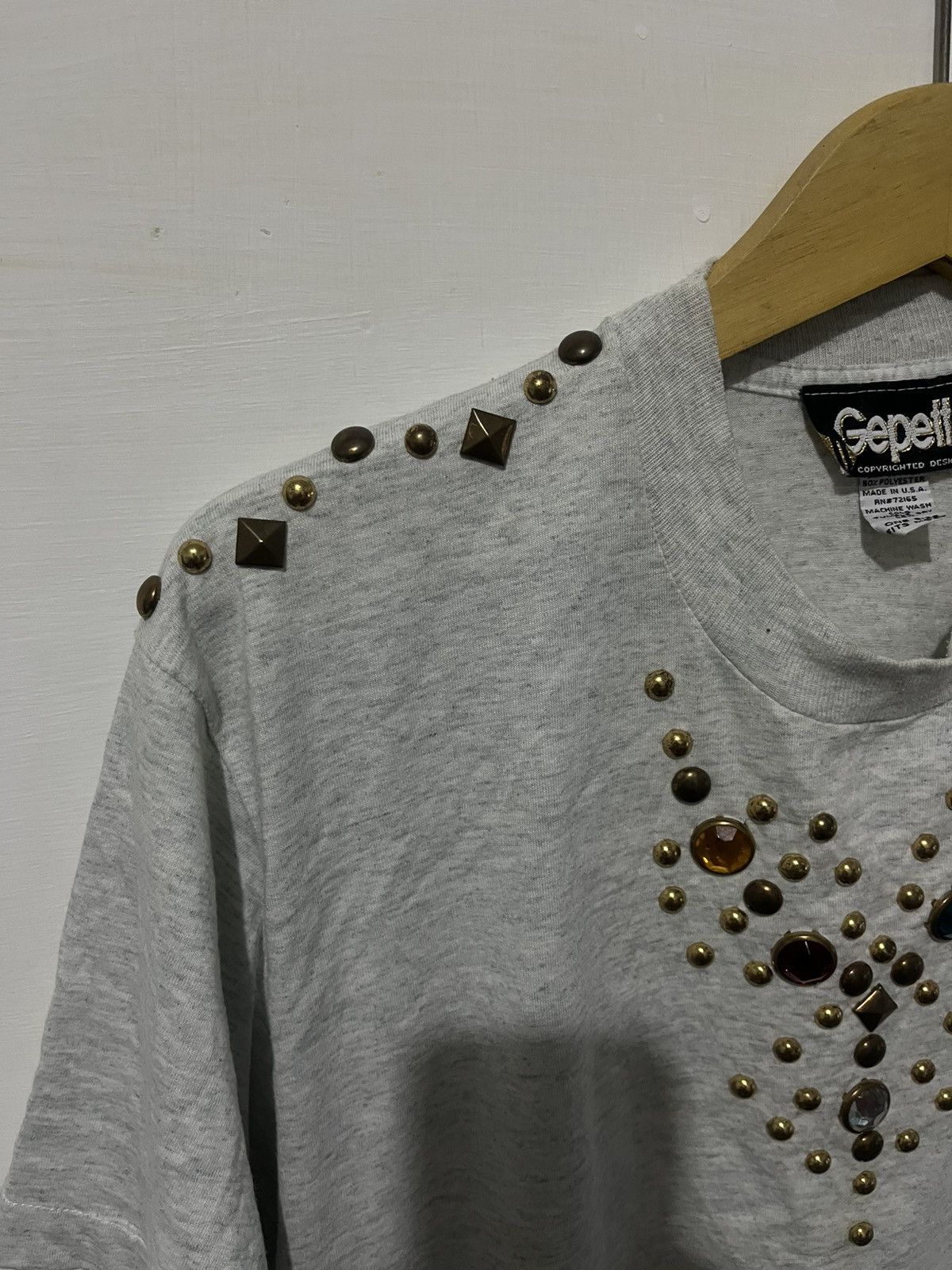 If Six Was Nine VINTAGE 90s GEPETTO Bejeweled Studded Tee Size US L / EU 52-54 / 3 - 4 Thumbnail
