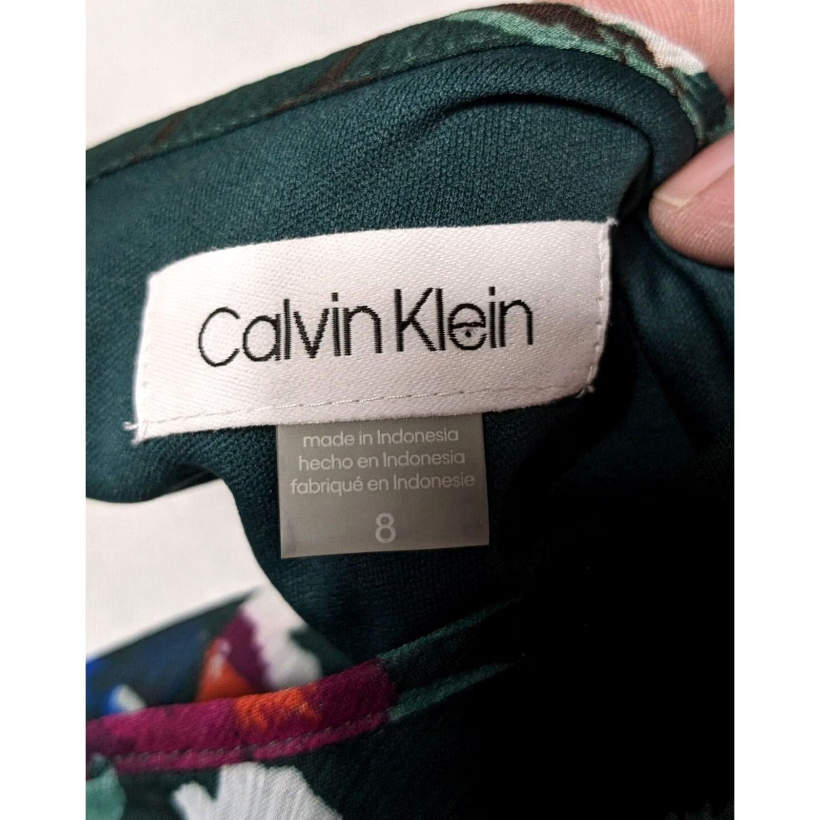 Calvin Klein VINTAGE CALVIN KLEIN Green Floral Balloon 3/4 Sleeve Chiffon Shift Dress Women 8 NEW Size M / US 6-8 / IT 42-44 - 6 Thumbnail