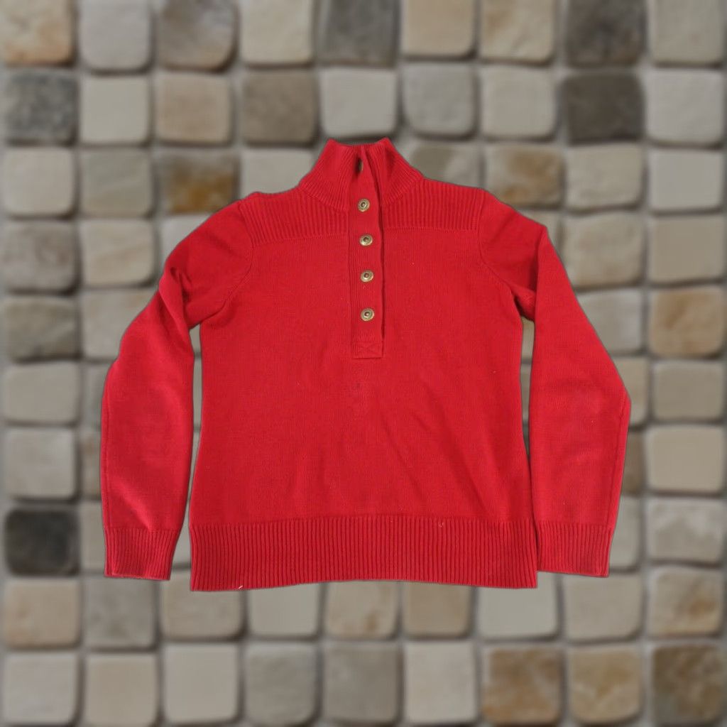 Ralph Lauren VINTAGE Lauren Ralph Lauren Sweater Mens Medium Red Cotton Pullover Long Sleeve Mock Neck Solid Size US M / EU 48-50 / 2 - 1 Thumbnail