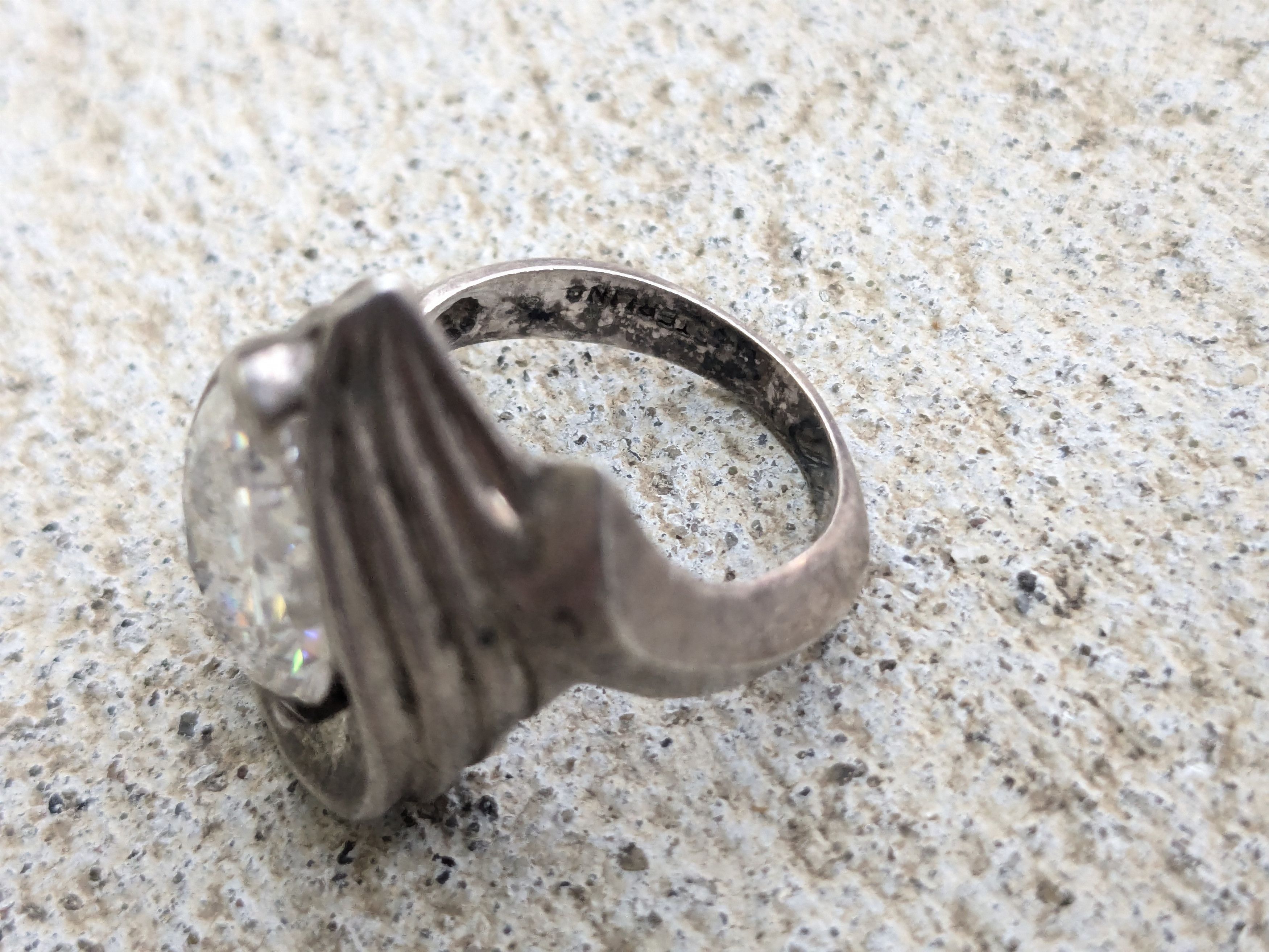 Vintage Vintage Sterling Silver Ring 7 CZ Teardrop Pear Modern Size ONE SIZE - 7 Thumbnail