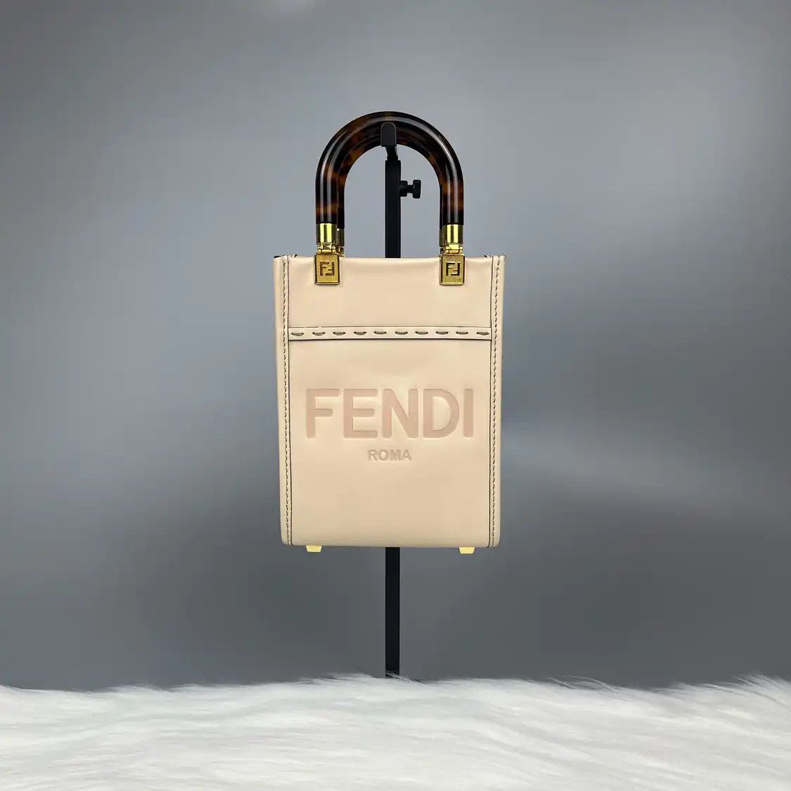 Fendi FENDI Sunshine mini beige cowhide leather embossed handbag Size ONE SIZE - 1 Thumbnail