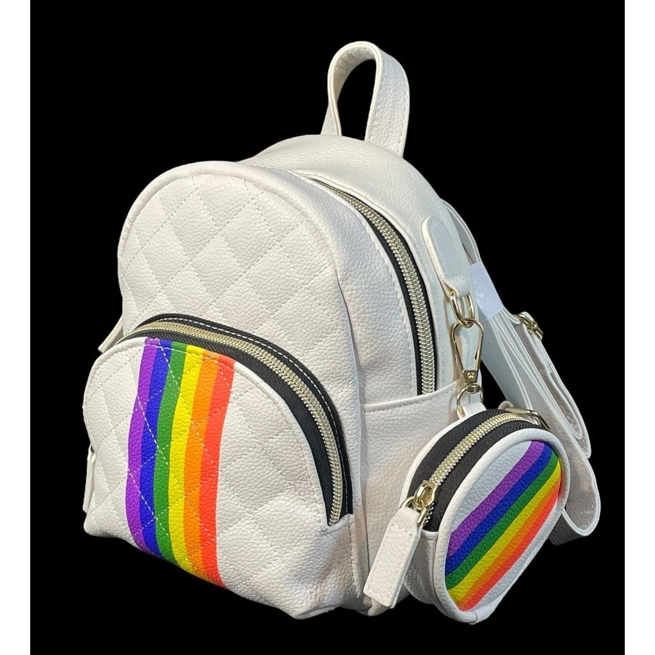 Other Claire's White Mini Backpack and Coin Purse with Rainbows Size ONE SIZE - 2 Thumbnail