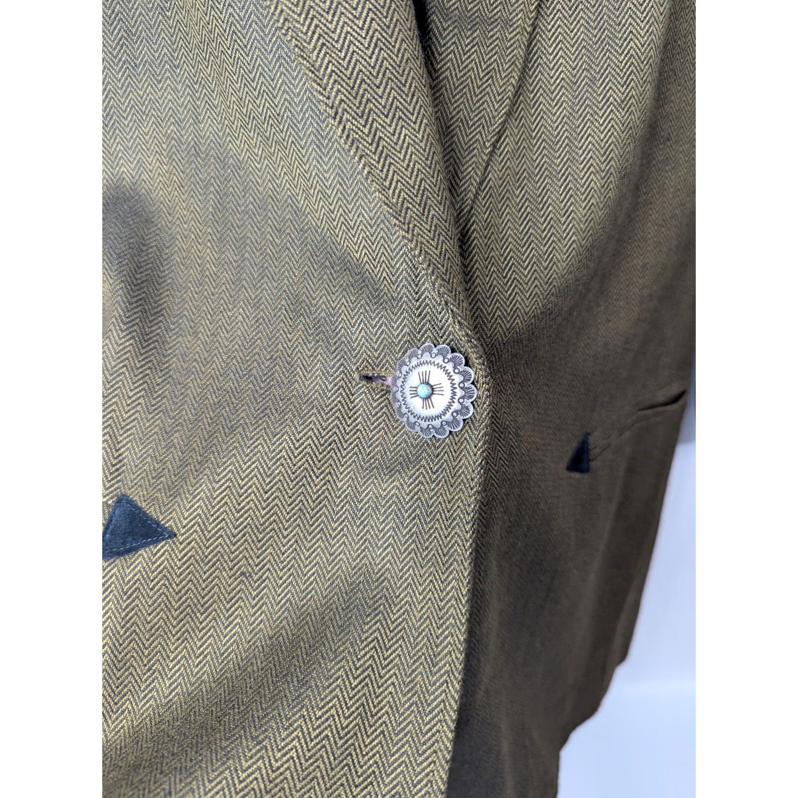 Vintage VINTAGE Saddle Ridge Western Blazer Jacket L Tan Black & Brown Collared Studded Embroidered Lightweight Blazer Womens Size L / US 10 / IT 46 - 4 Thumbnail