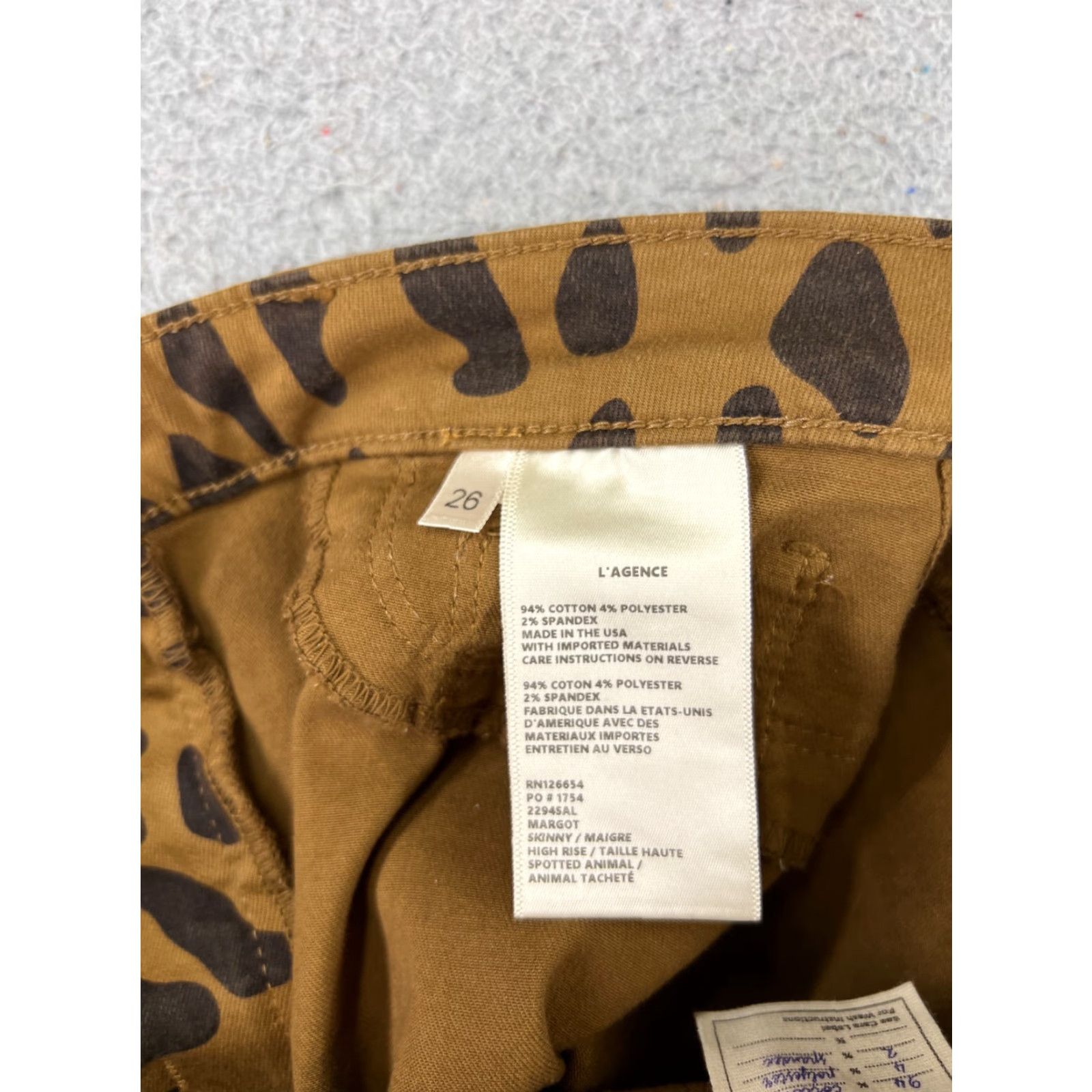L'AGENCE L'AGENCE Jeans Womens 26 Brown Animal Print Distressed Skinny Stretch High Rise 5-Pocket Denim Size 26" / US 2 / IT 38 - 7 Thumbnail
