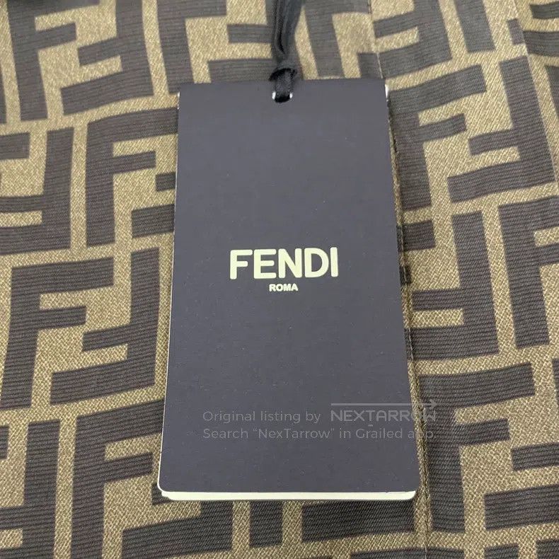 Fendi Fendi Dark brown logo letter all-over print silk collar si Size XS / US 0-2 / IT 36-38 - 6 Thumbnail