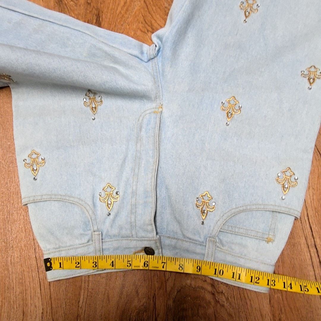 Monique Lhuillier Vintage Monique Fleur De Lis Embroidered Jeans 7/8 Size 30" / US 8 / IT 44 - 13 Thumbnail