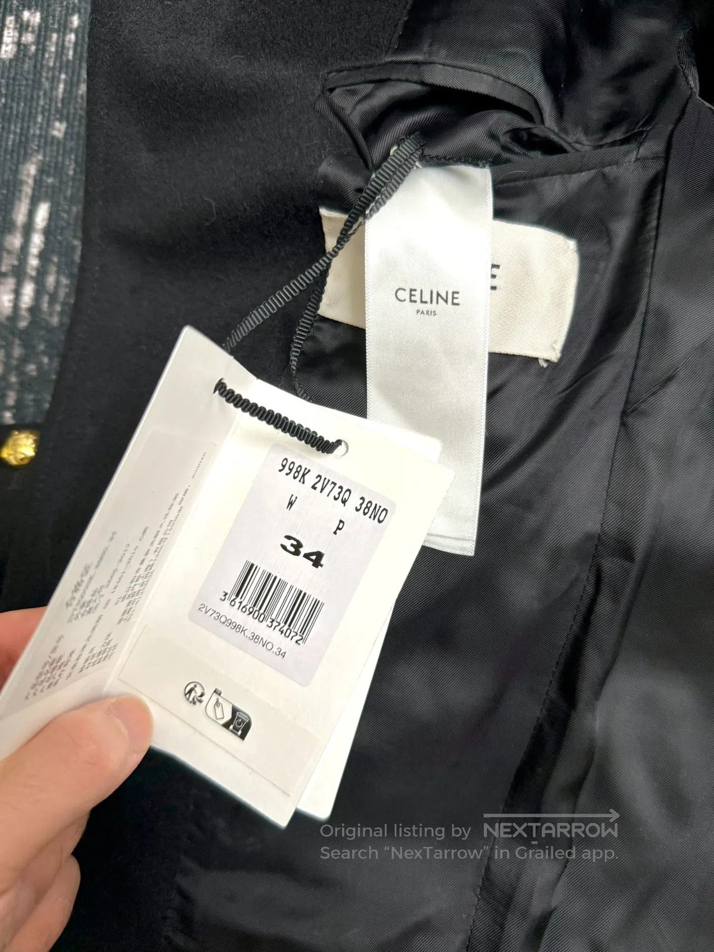Celine CELINE Black and Gold Button Wool Melton Jacket| Size XXS / US 00 / IT 34 - 4 Thumbnail