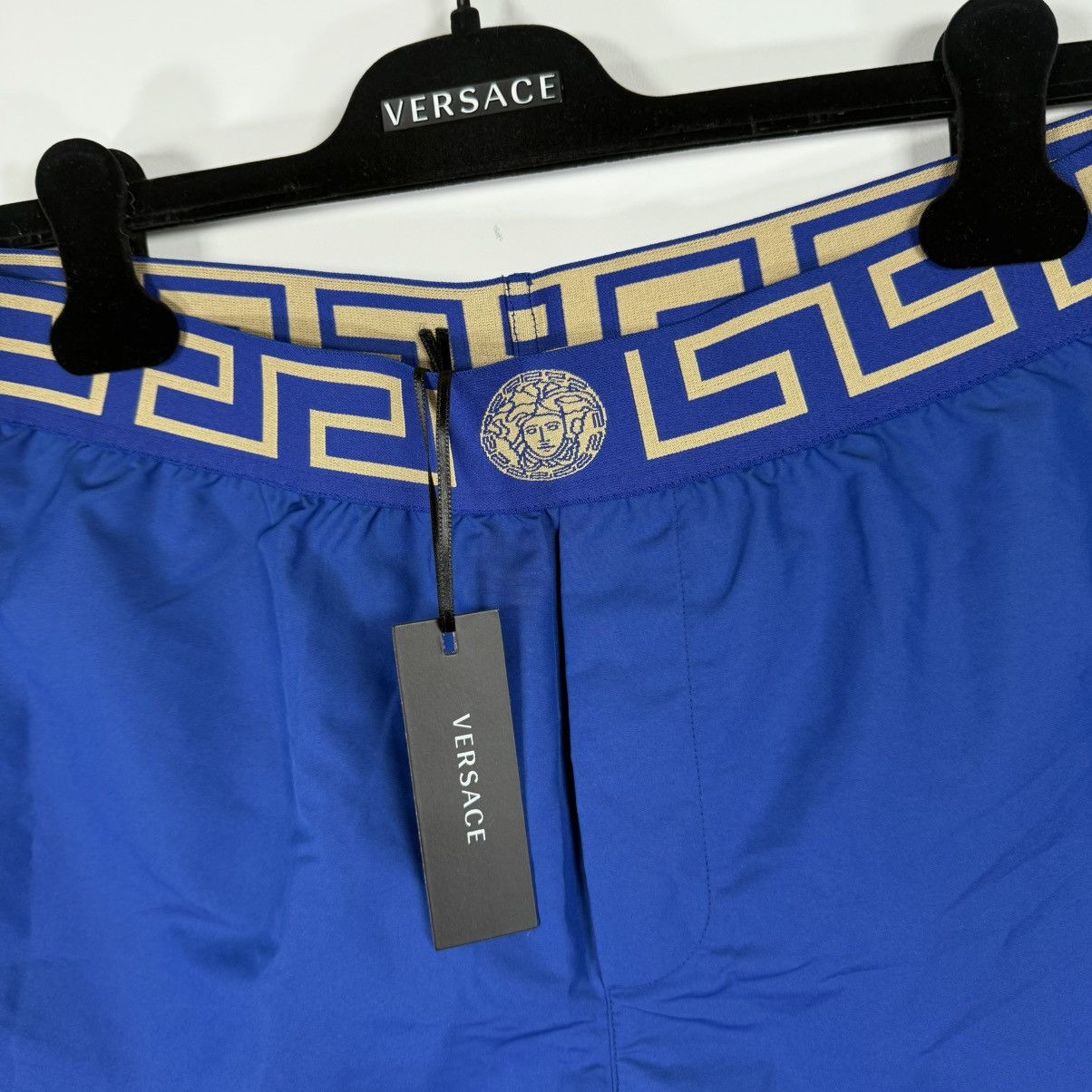 Versace $395 Versace NWT Men’s Greca Swim Shorts Size 5 (M) Blue Size US 35 - 2 Thumbnail
