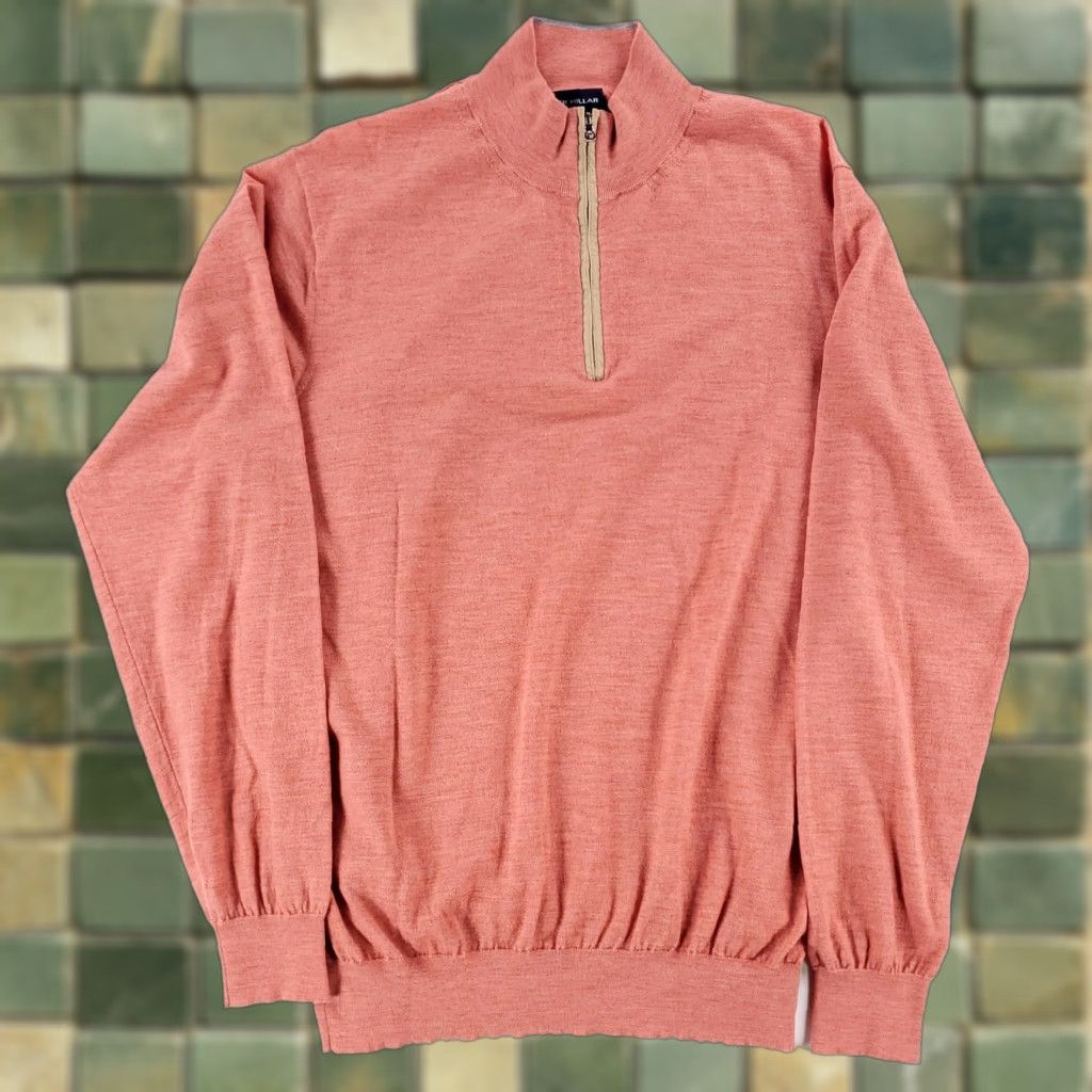 Peter Millar Peter Millar Performance Merino Quarter Zip Excursionist Flex Salmon Mens L Sweater Pullover Shirt Size US L / EU 52-54 / 3 - 1 Thumbnail
