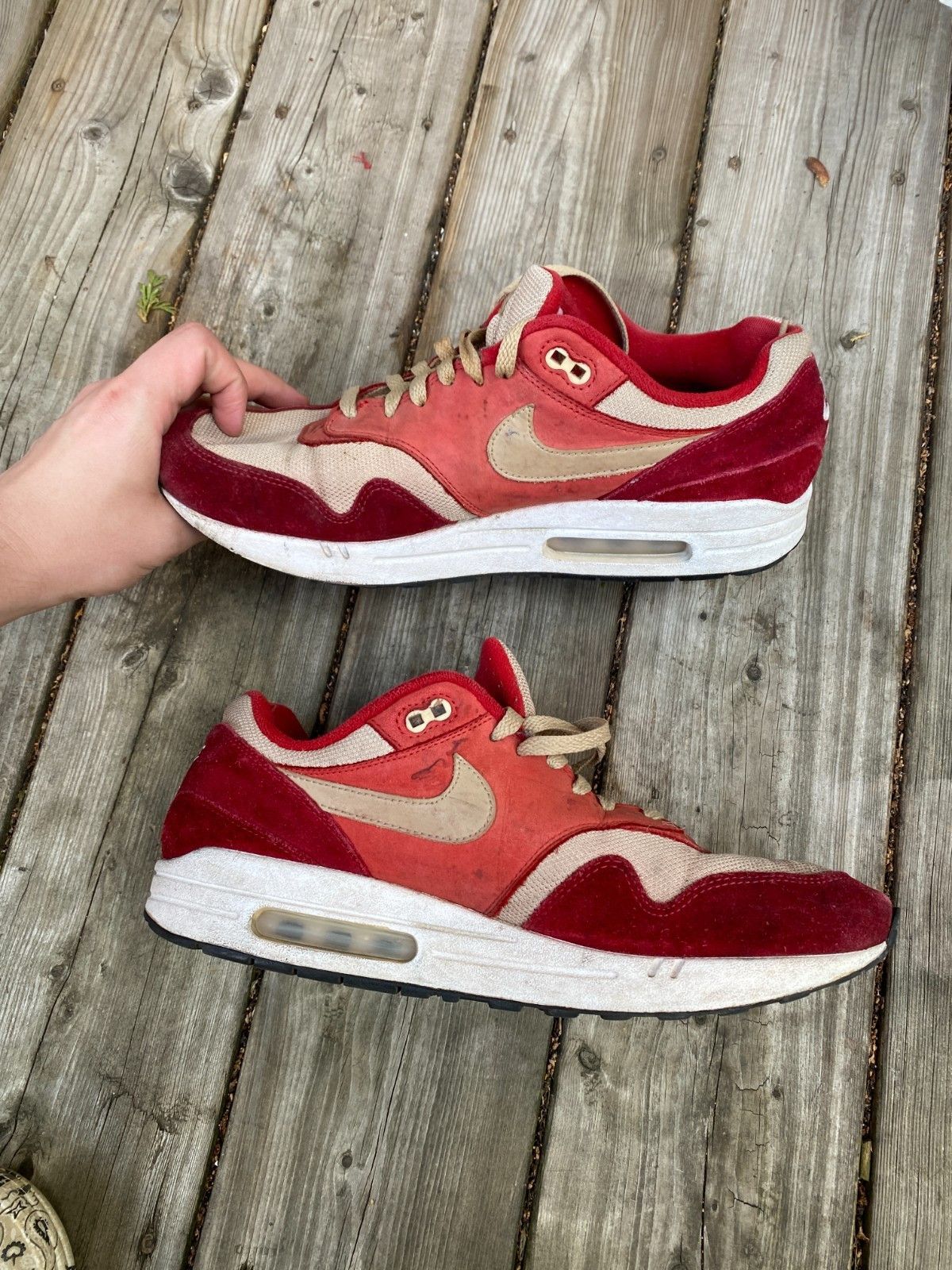 Nike Nike Air Max 1 'Red' Curry - Red/Mushroom-Rush Red - 908366 Size US 12 / EU 45 - 4 Thumbnail
